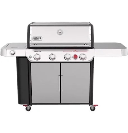 Genesis S-435 4-Burner Propane Gas Grill in Stainless Steel with Side Burner