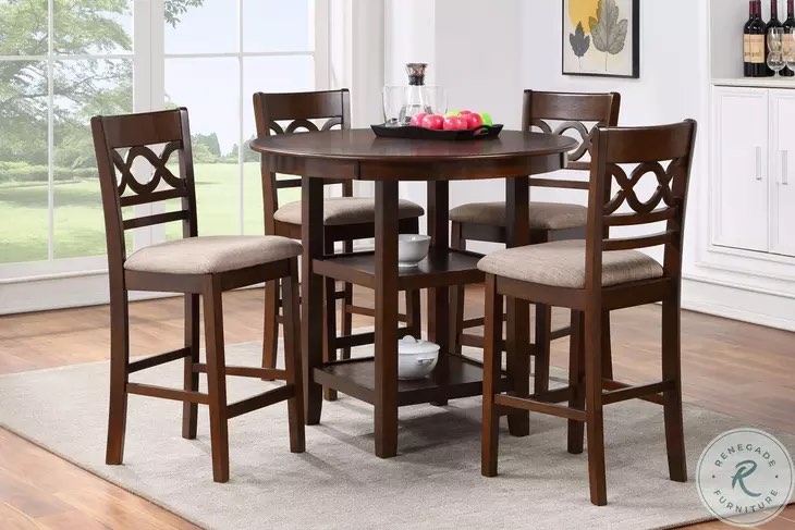 Cori Brown Cherry 5 Piece Counter Height Dining Set - (may be missing some nuts/bolts)