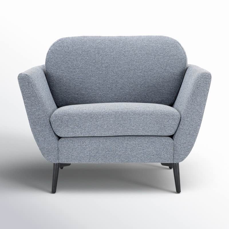 Tyndall Upholstered Armchair in Sky Blue Performance Basketweave by All Modern
