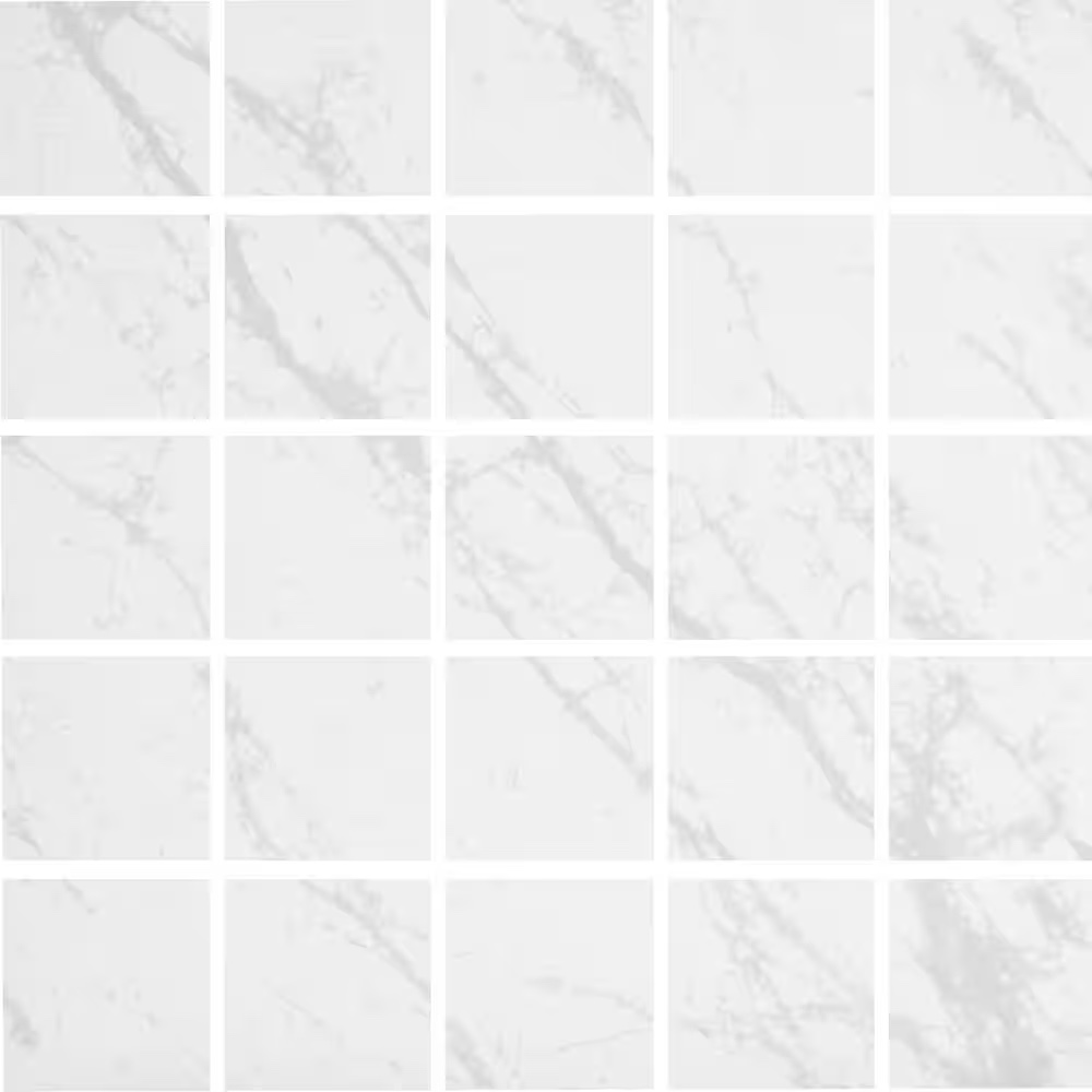 Brilliance White 12 in. x 12 in. Square Matte Porcelain Floor and Wall Mosaic Tile, White Marble Style, 5 sq. ft. / case. 15 Cases Total