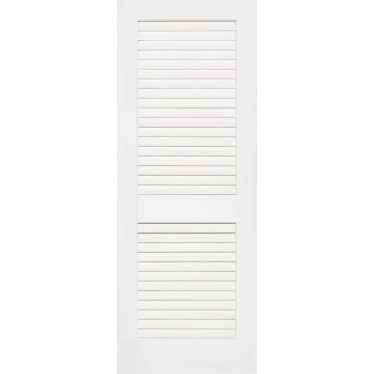 Kimberly Bay Louvered Solid Wood Primed Standard Door (80" H x 30" W x 1.38" D)