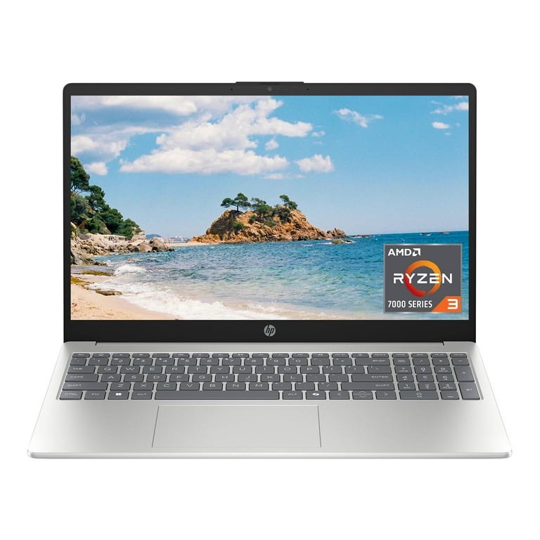 hp laptop- hp 15.6 inch laptop, hd touchscreen display, amd ryzen 3 7320u, 8 gb ram, 128 gb ssd, amd radeon graphics, windows 11 home in s mode, natural silver, 15- fc0099nr