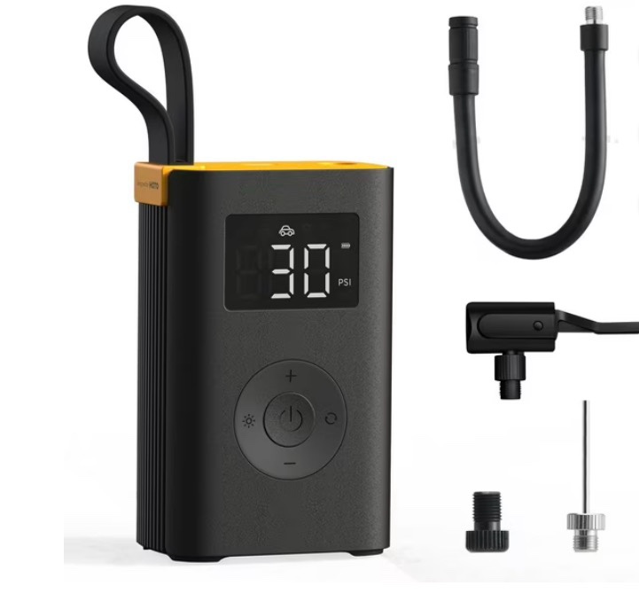 HOTO Air Pump ADV, 150 PSI Portable Tire Inflator & Air Compressor Tool with Digital Pressure Gauge, SOS emergency light, Fits for Car, Motorcycle, Bike, and Ball