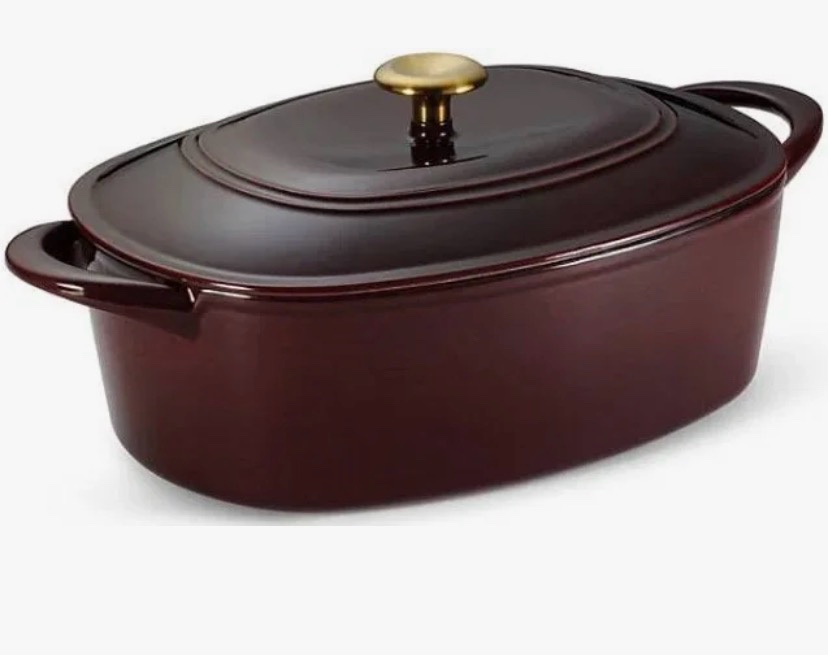 tramontina 7-quart enameled cast iron dutch ovencranberry with gold