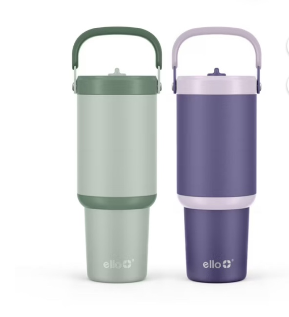 ello oasis go 30oz leak-proof stainless steel tumbler, 2 pack