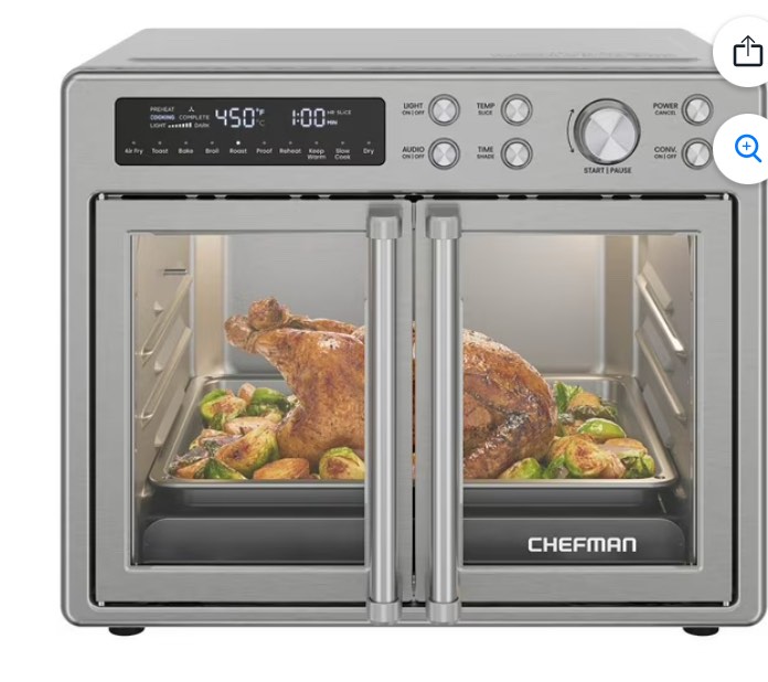 chefman 10-in-1 stainless steel french door toaster oven air fryer