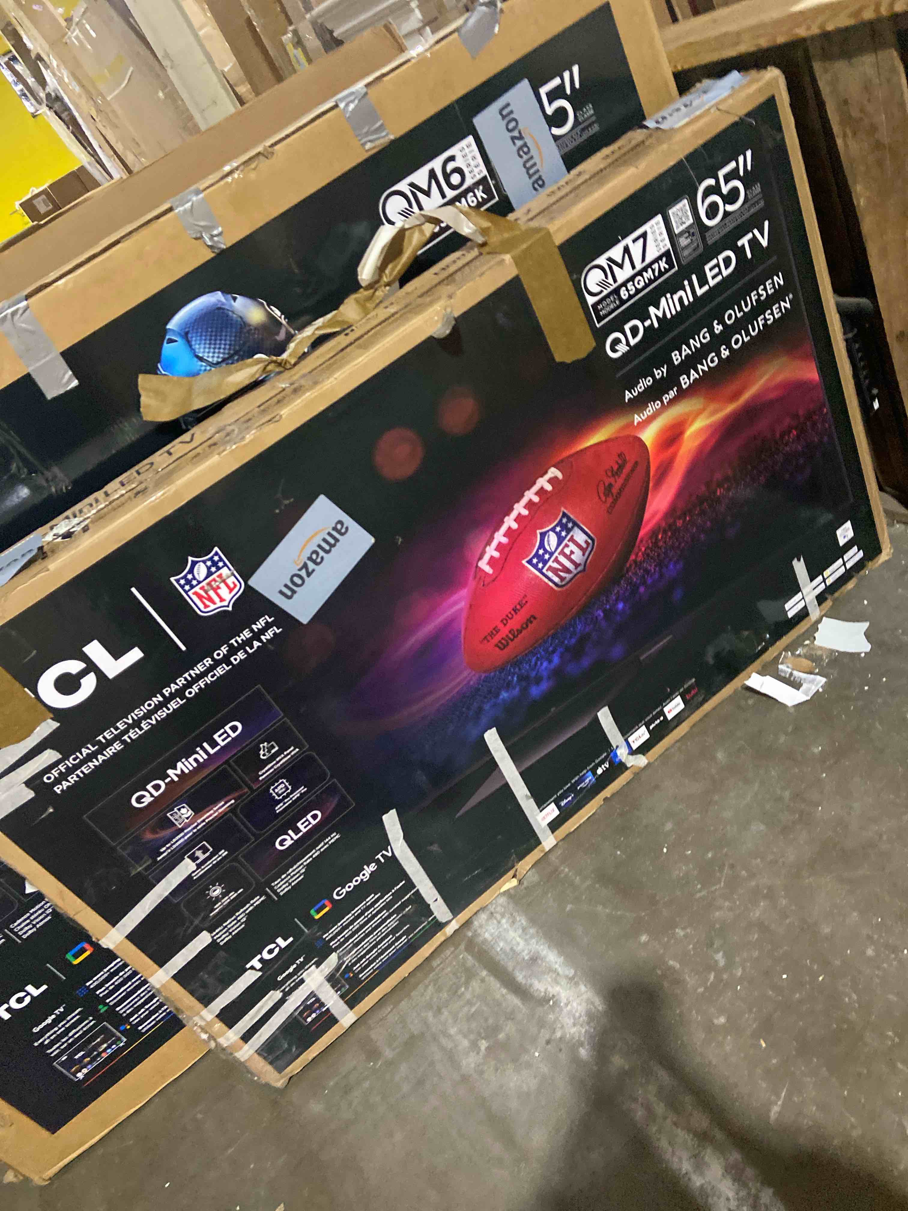 Condition photo showing As Is for TCL 65 Inch Class QM7K Series | Mini LED QLED 4K HDR | 65QM7K, 2025 Model | 120HZ-144HZ Anti Reflective Screen Smart Google TV Dolby Atmos Onkyo Audio | Voice Remote Alexa Gaming Streaming Television 65 inches