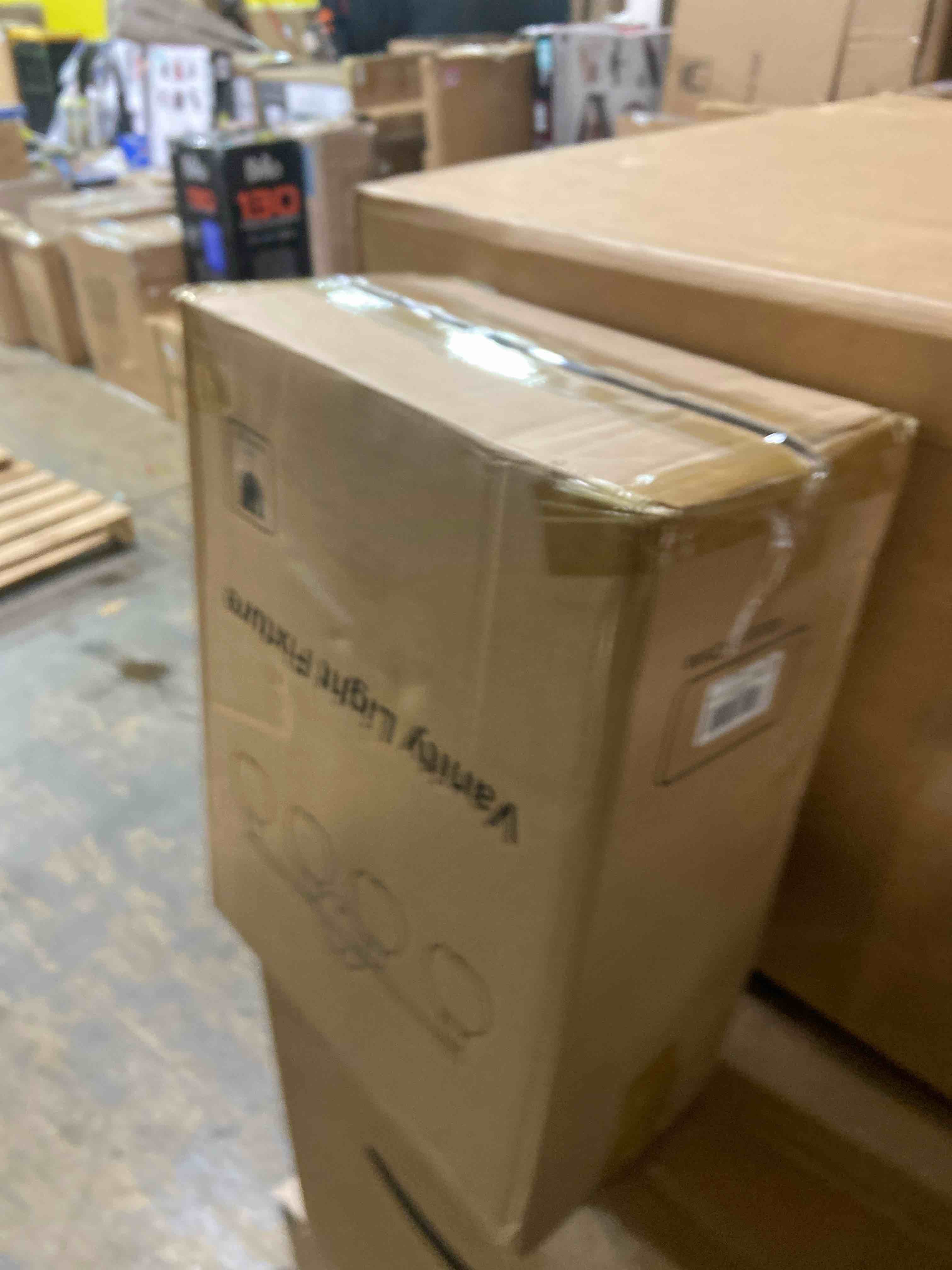 Condition photo showing New/Like New for 2024 Upgrade 4-Light Bathroom Light Fixtures, Brushed Brass Bathroom Lights Over Mirror with Clear Glass Globe Shade, Vanity Lights for Bathroom Kitchen Living Room Hallway Cabinet Bedroom Porch