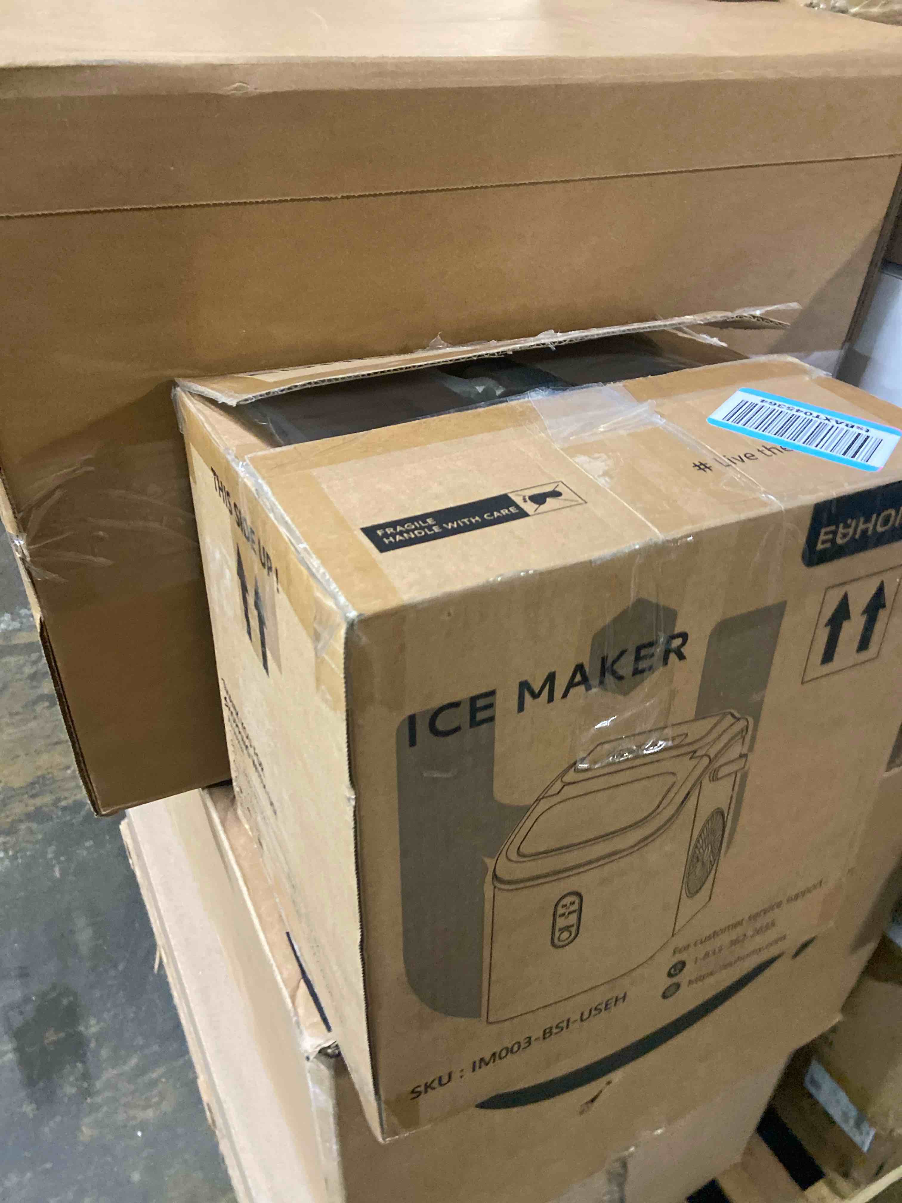 Condition photo showing New/Like New for EUHOMY Countertop Ice Maker Machine with Handle, 26.5lbs Per Day, 9 Cubes in 6 Mins, Auto-Cleaning Portable Ice Maker with Basket and Scoop, for Home/Kitchen/Camping/RV (Grey)