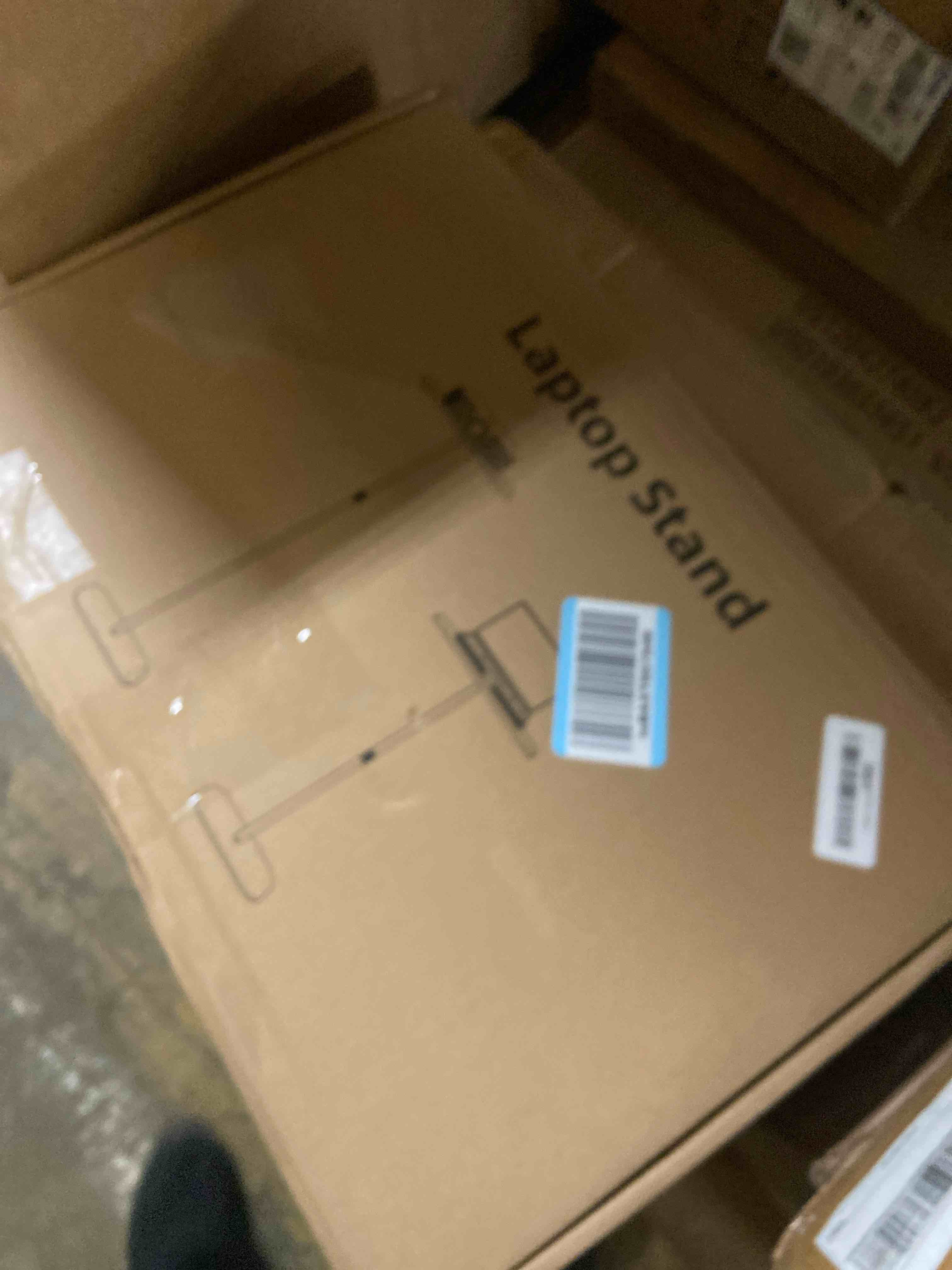 Condition photo showing New/Like New for Portable Laptop Floor Stand, Bedside/Sofa Table with Height Adjustable 18''~47'', Stylish Movable Workstation Floor Standing Desk for Office, Meeting Room, Living Room Easy Assembly, White