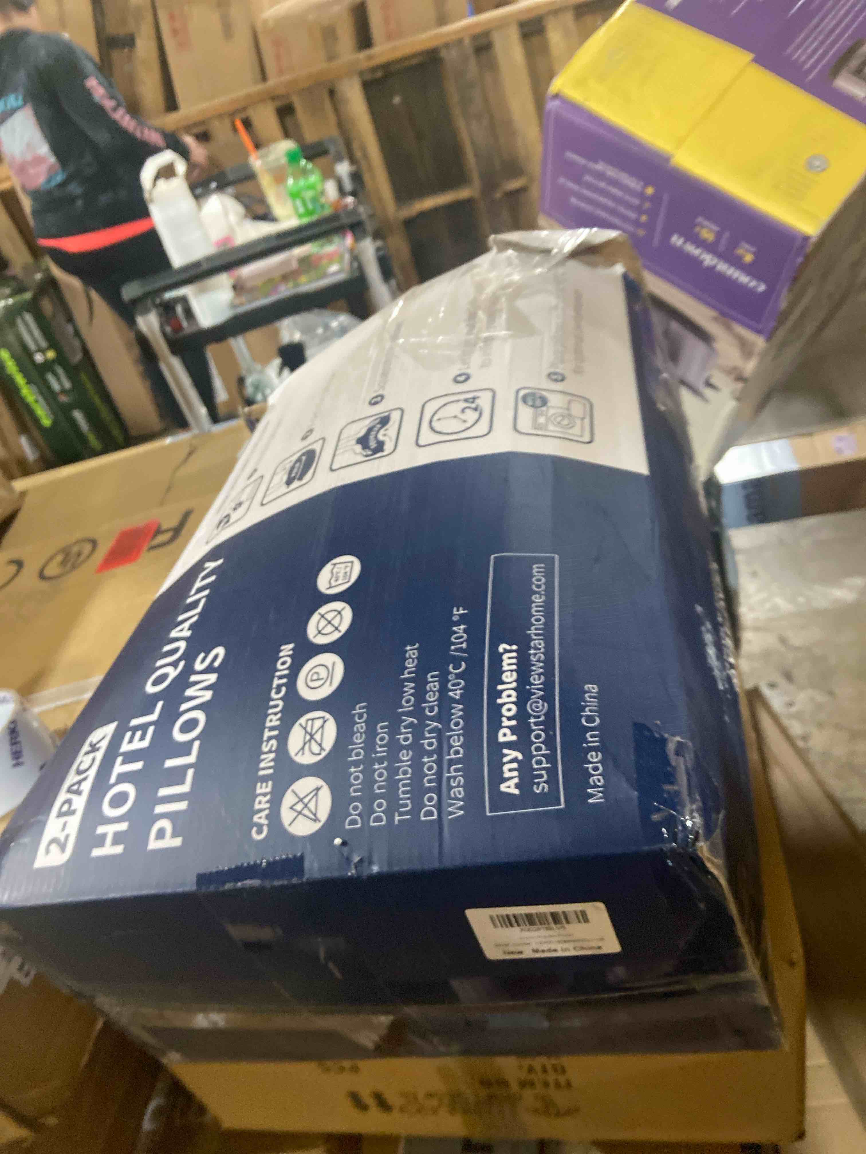 Condition photo showing New/Like New for viewstar King Size Pillows Set of 2, Hotel Quality Cooling Down Alternative Gusseted Bed Pillows for Side, Back, or Stomach Sleepers, White Plush White King