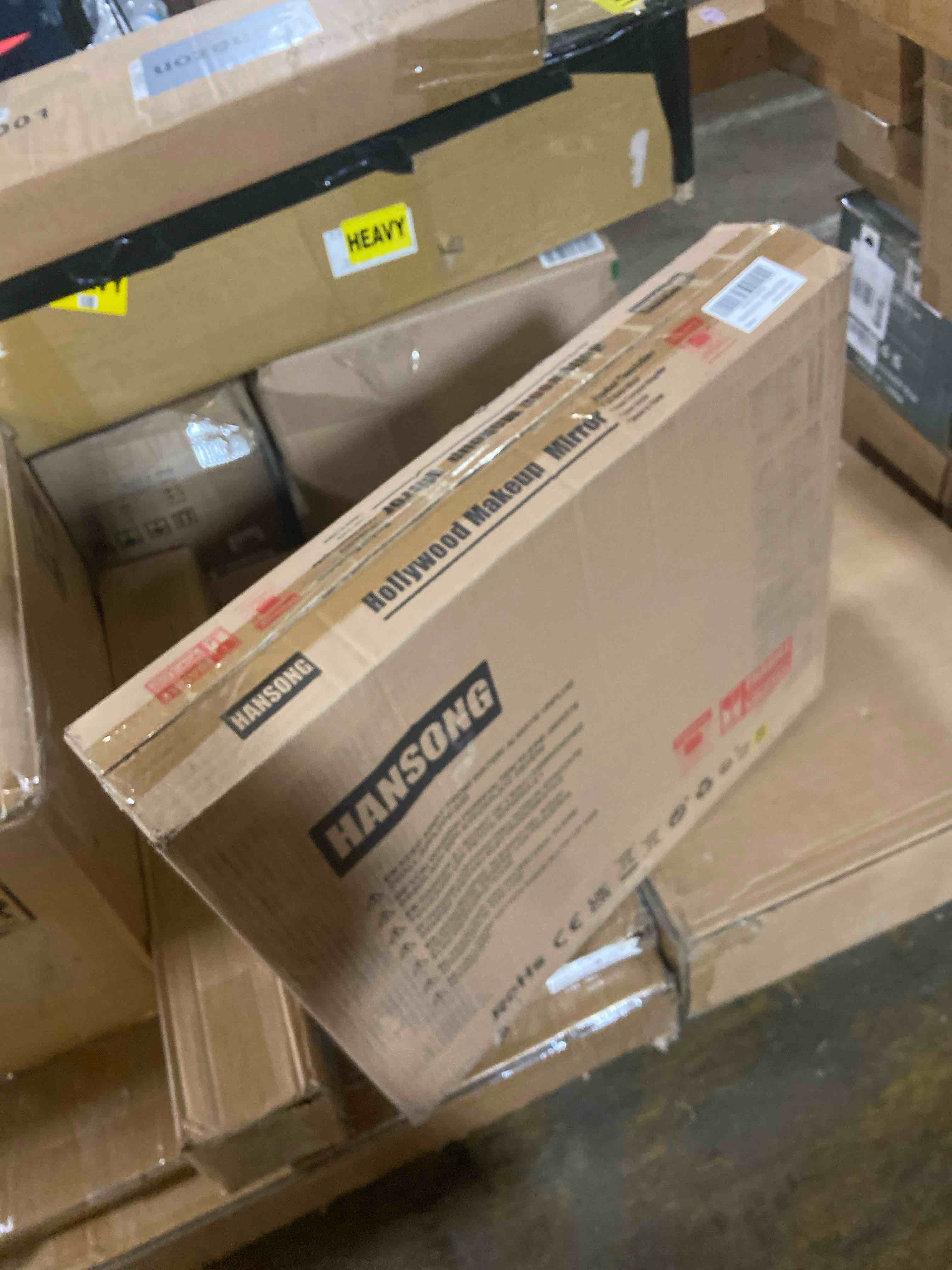 Condition photo showing New/Like New for Hansong Vanity Mirror with Lights: Hollywood Lighted Makeup Mirror with 15 LED Bulbs, 22.8''x18'' Light Up Mirror with 3 Colors Modes for Desk, Large Mirrors with USB Charging Port for Bedroom, White A-white