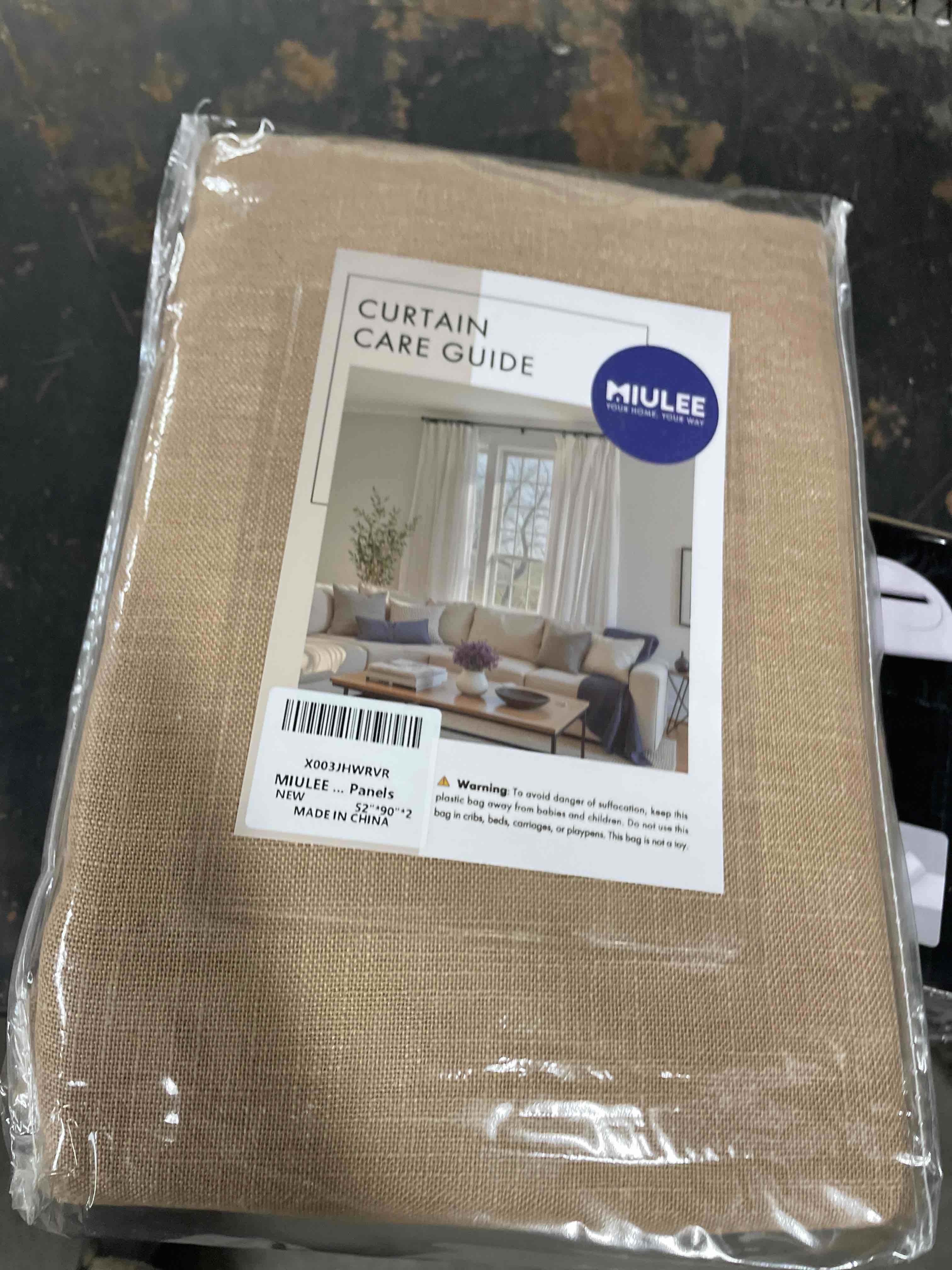 Condition photo showing New/Like New for MIULEE Brown Linen Curtains 90 Inches Long for Bedroom Living Room, Soft Thick Linen Textured Window Drapes Semi Sheer Light Filtering Back Tab Rod Pocket Burlap Look Farmhouse Decor, 2 Panels Set 52"W x 90"L (Pack of 2) Linen Brown