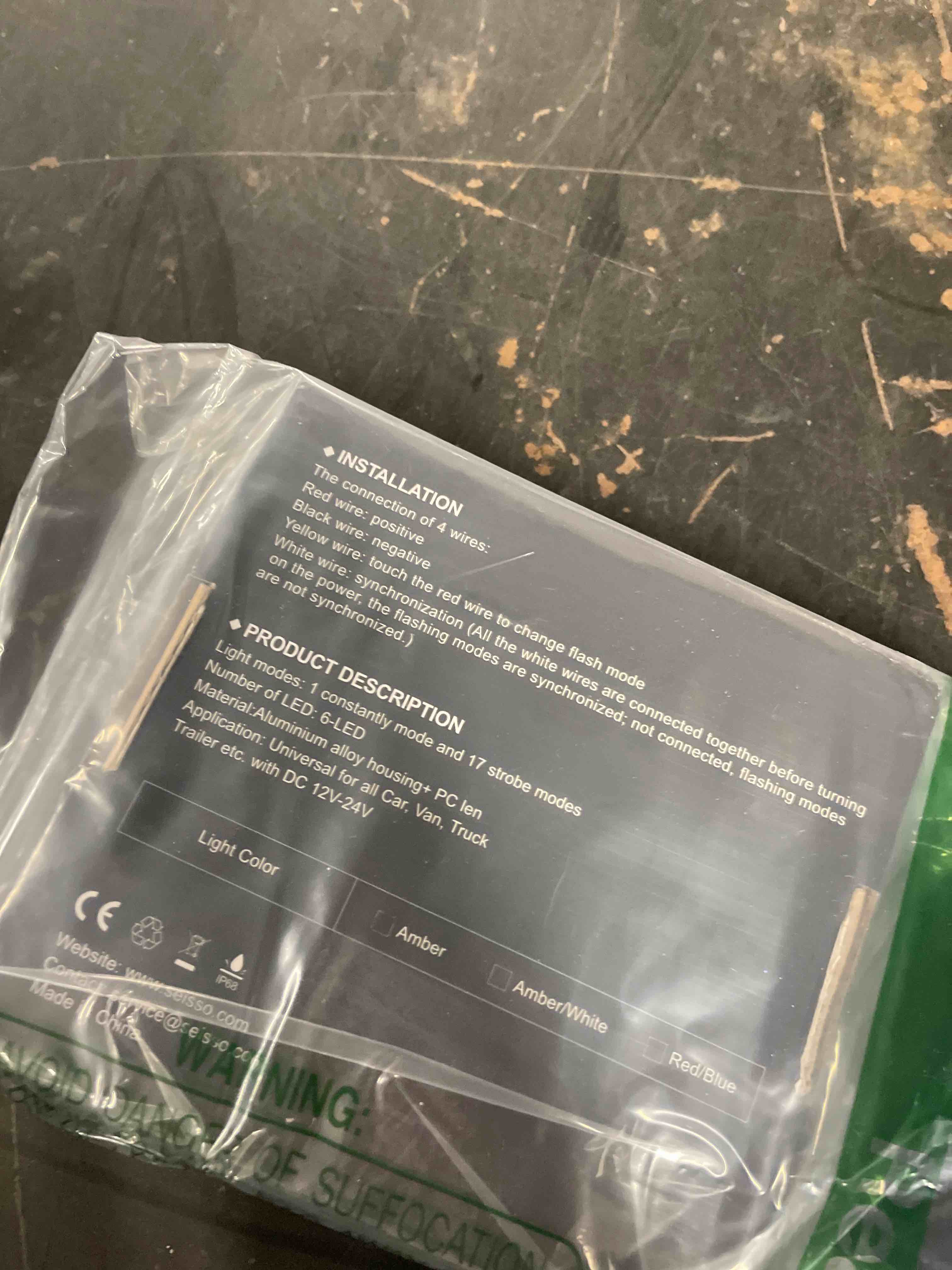 Condition photo showing New/Like New for 4-Pack 6 LED Amber Strobe Lights Vehicles Trucks Emergency Strobe Lights Kit 12V -24V Warning Hazard Flash Strobe Lights Bar Grill Grille Surface Mount Super Bright Waterproof 4 Pieces Amber