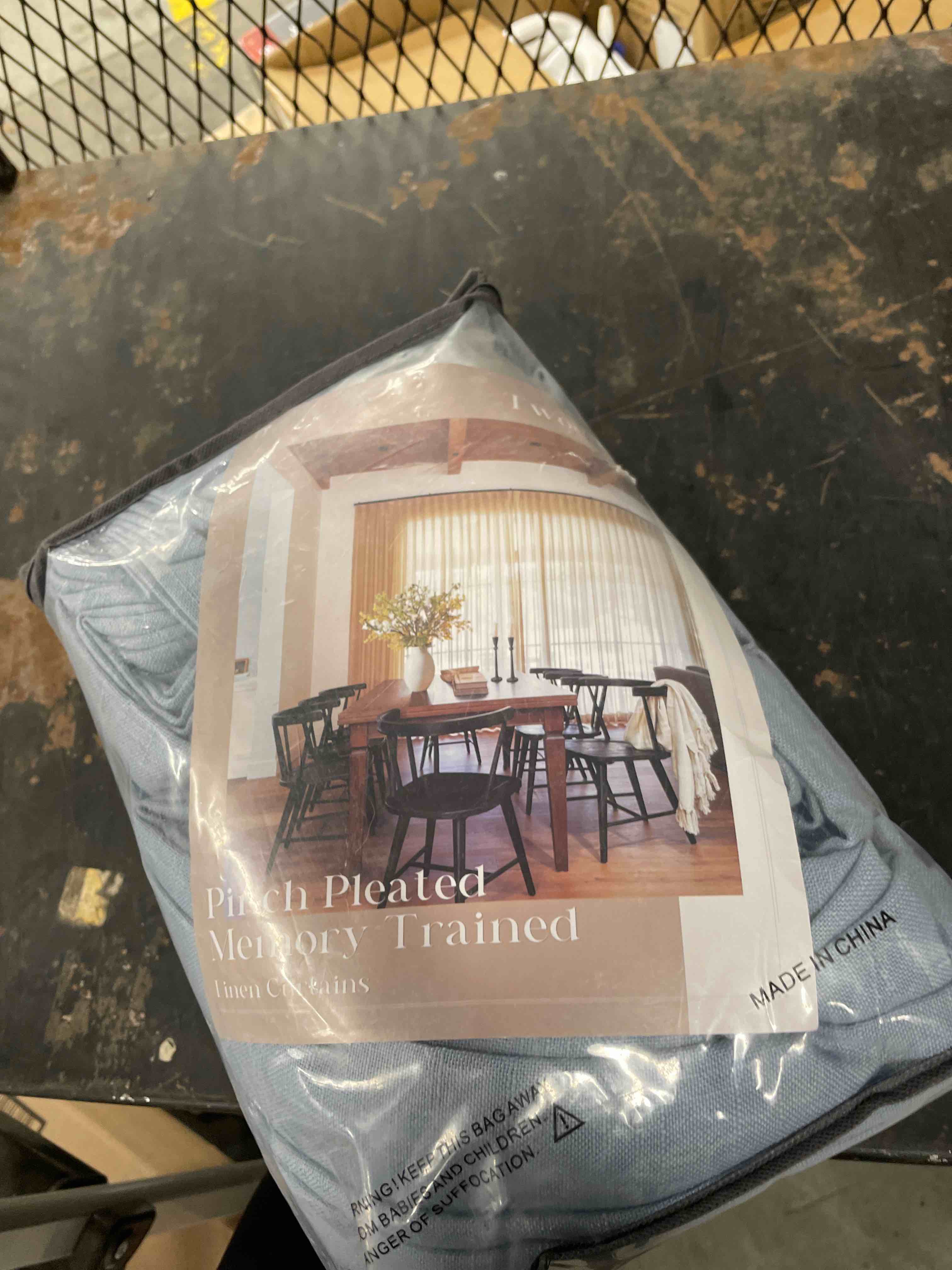 Condition photo showing New/Like New for Blue Grey 90 Inch Linen Curtains Pinch Pleated for Living Room Bedroom Dining Boho Coastal Light Fil