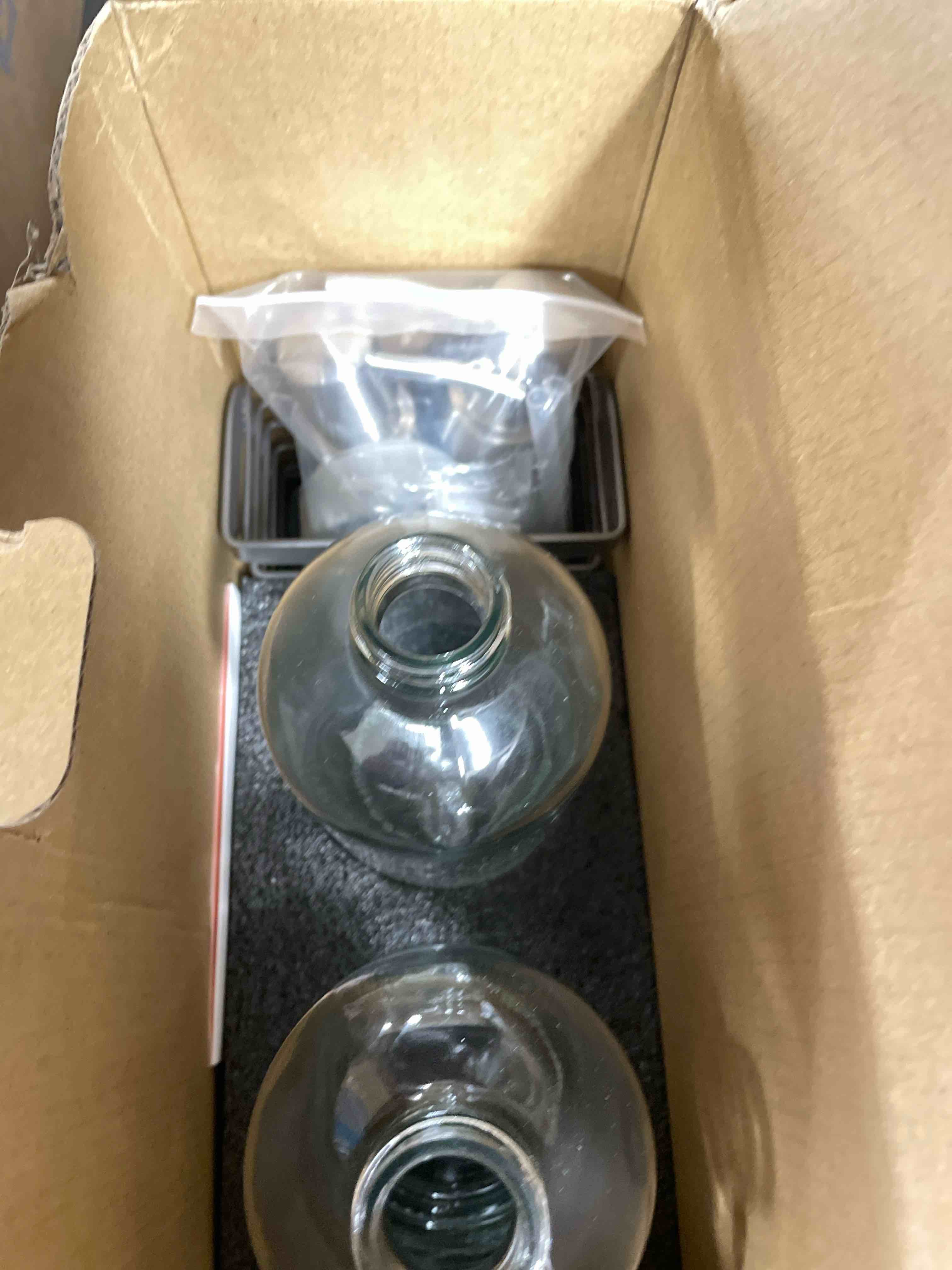 Condition photo showing New/Like New for [Luxury] Kitchen Soap Dispenser Set - 16OZ Clear Glass Bottle, Stainless Steel Pump, Instant Dry Tray, Waterproof Labels, Non-Slip Silicone Pad, and Dish Brush | Upgrade for Your Kitchen and Bathroom Transparent Bottle + Silver Pump