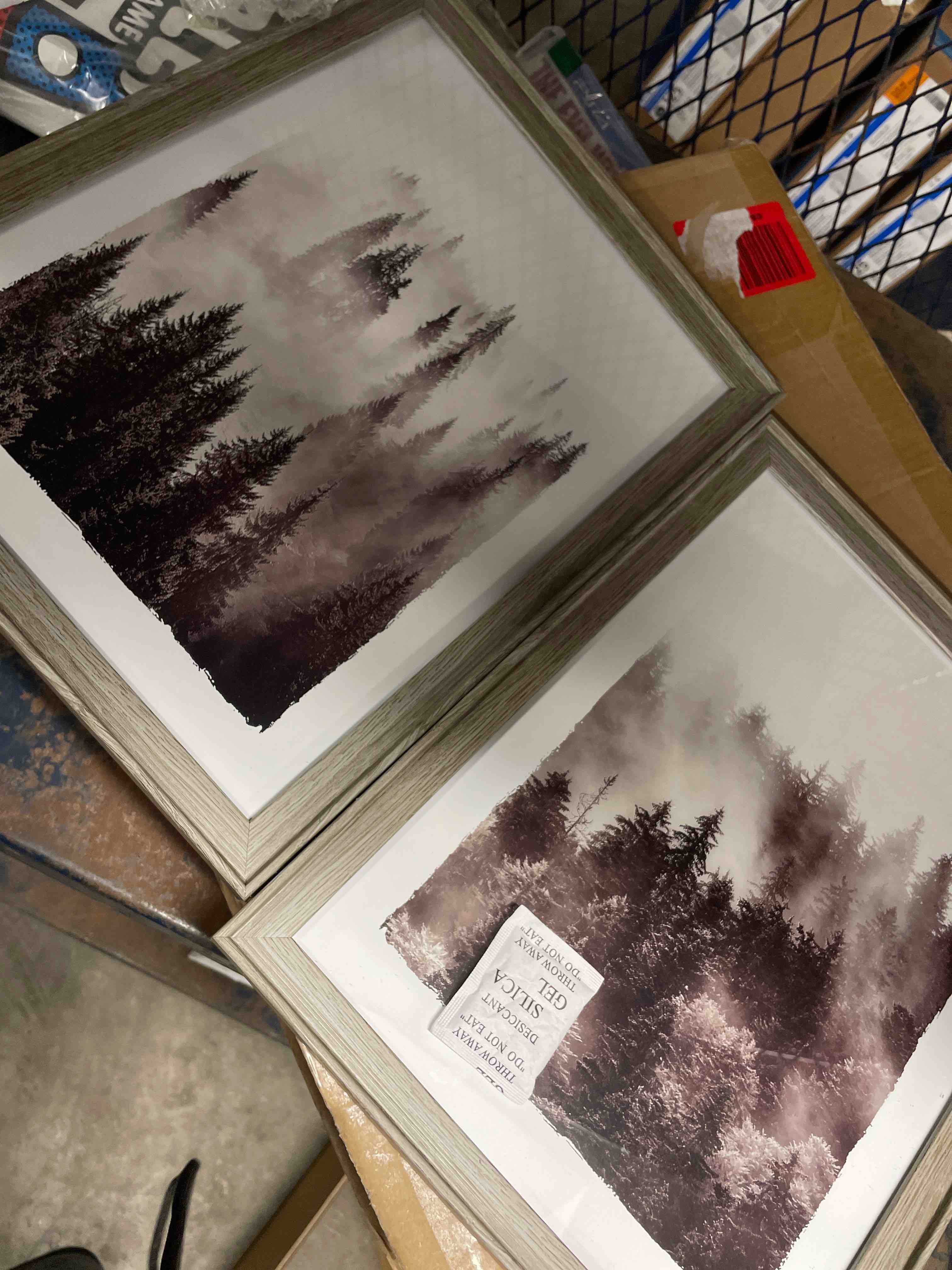 Condition photo showing New/Like New for Bedroom Framed Forest Wall Art: Black and White Living Room Misty Tree Picture 2 Piece 11x14 Modern Bathroom Nature Landscape Painting Print Vertical Home Pine Scenery Mountain Artwork Forest 11"x14"x2Pcs