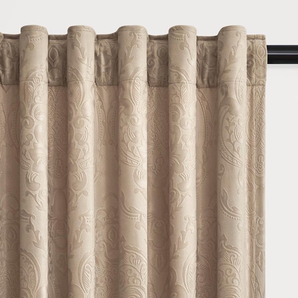 Velvet blackout curtains Vintage floral patterned Damask Paisley, crush