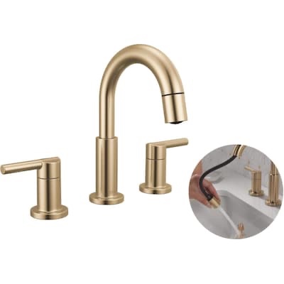 Nicoli Pull-Down Widespread Bathroom Faucet, Pull Out Sprayer Batt