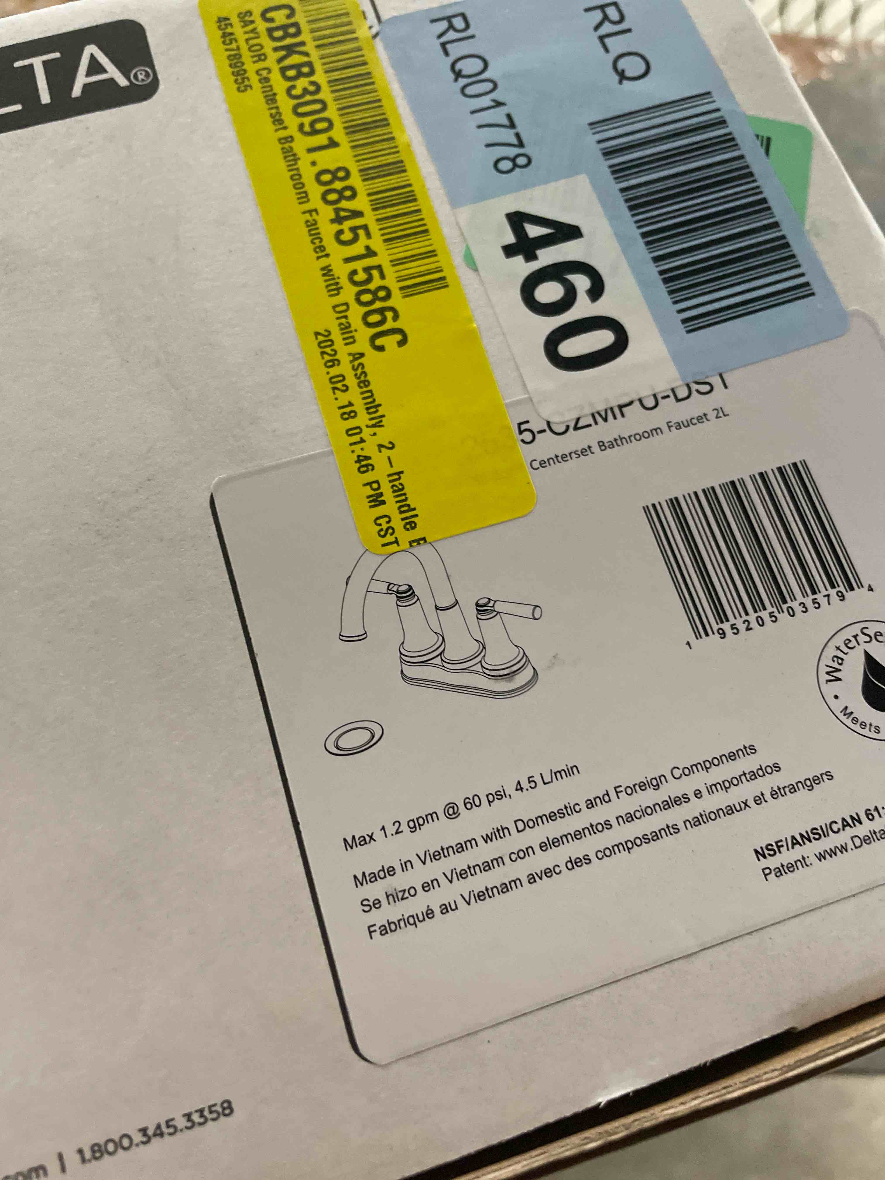 Condition photo showing New/Like New for SAYLOR Centerset Bathroom Faucet with Drain Assembly, 2-handle