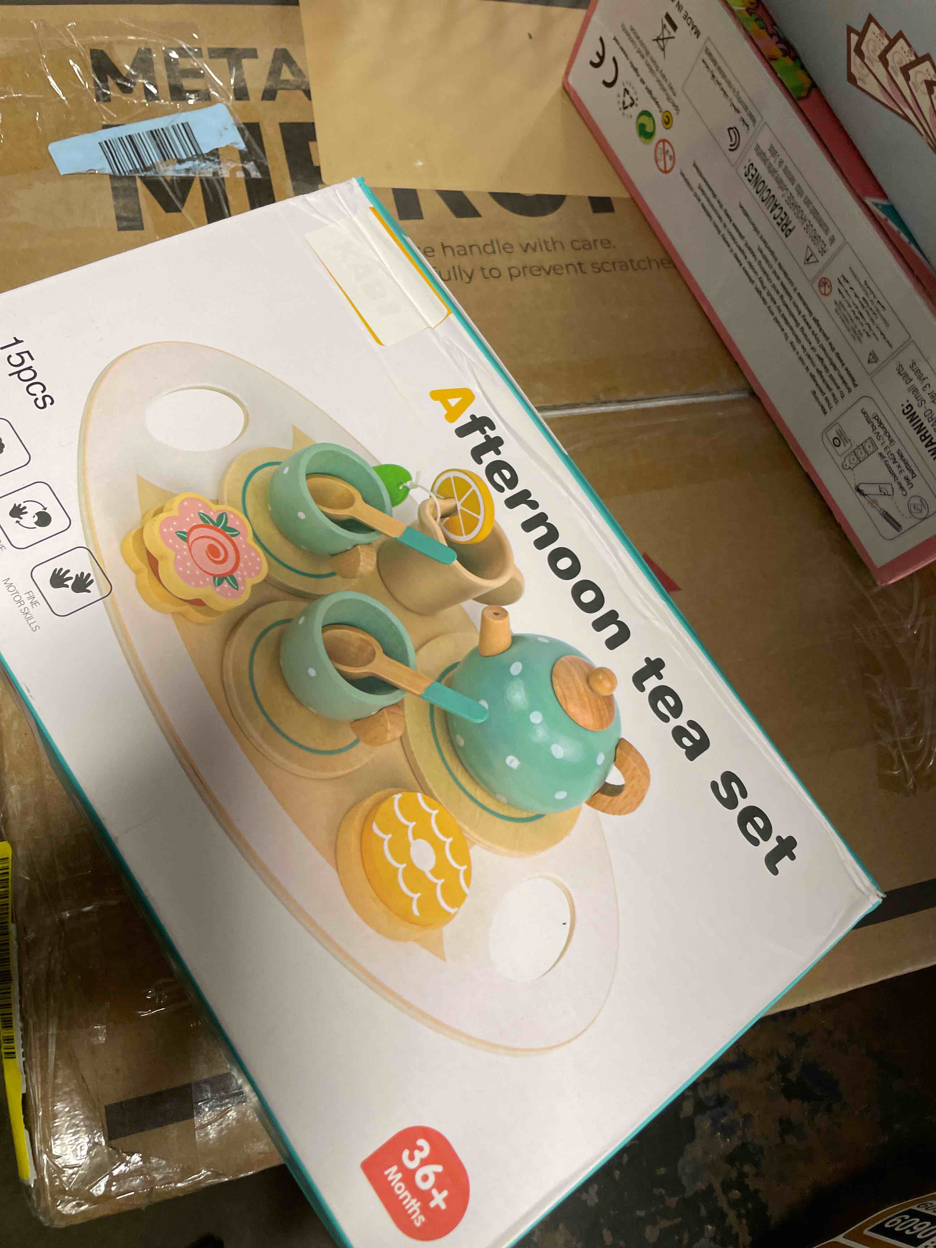Condition photo showing New/Like New for 15pcs Wooden Tea Set for Little Girls, MONT PLEASANT Wooden Toys, Toddler Tea Set Play Kitchen Accessories Play Food playset for Kids Tea Party