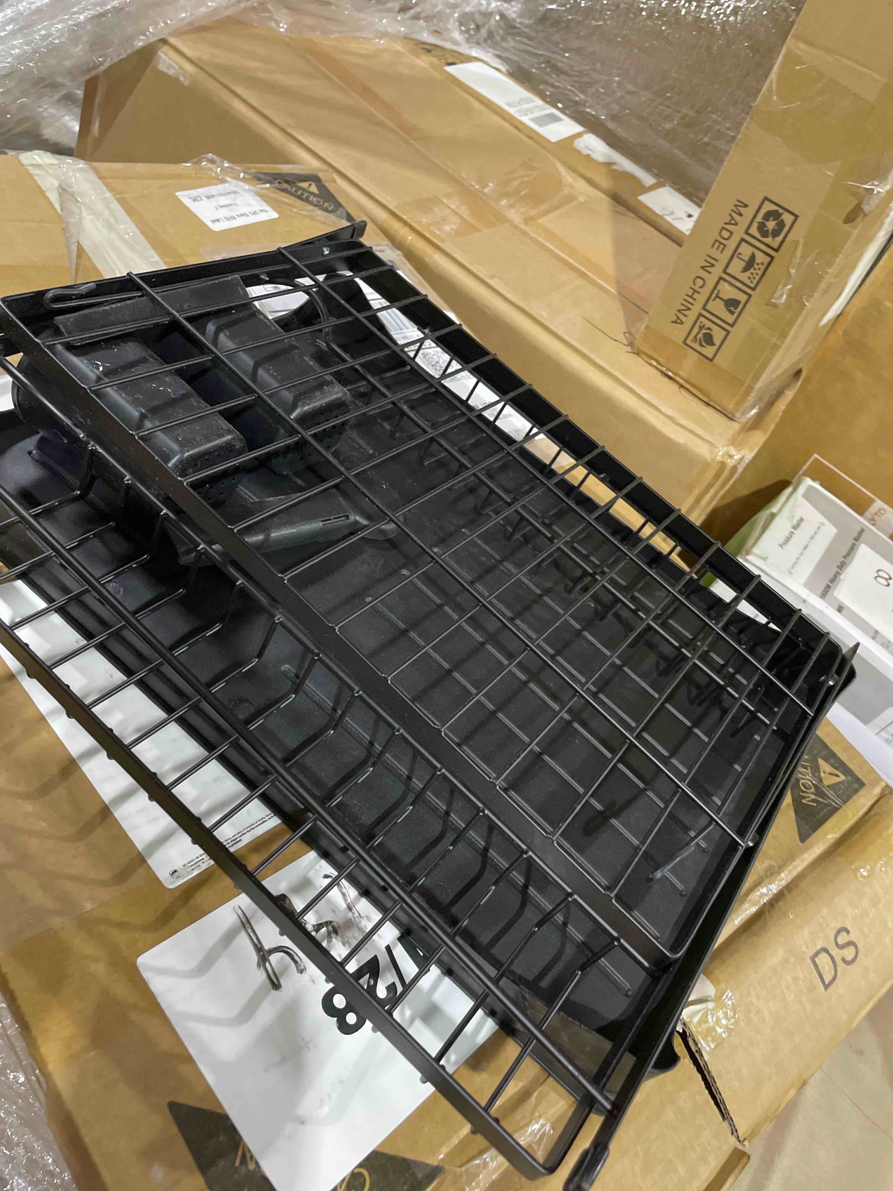 Condition photo showing New/Like New for Kitsure Extendable Dish Drying Rack - Rust-Resistant Dish Racks for Kitchen Counter with Adjustable Support Legs, Cutlery Holder & Removable Draining Tray (Black, 15.6''-25.2''L × 16.9''W × 8.1''H) Black 15.6''-25.2''L × 16.9''W × 8.1''H