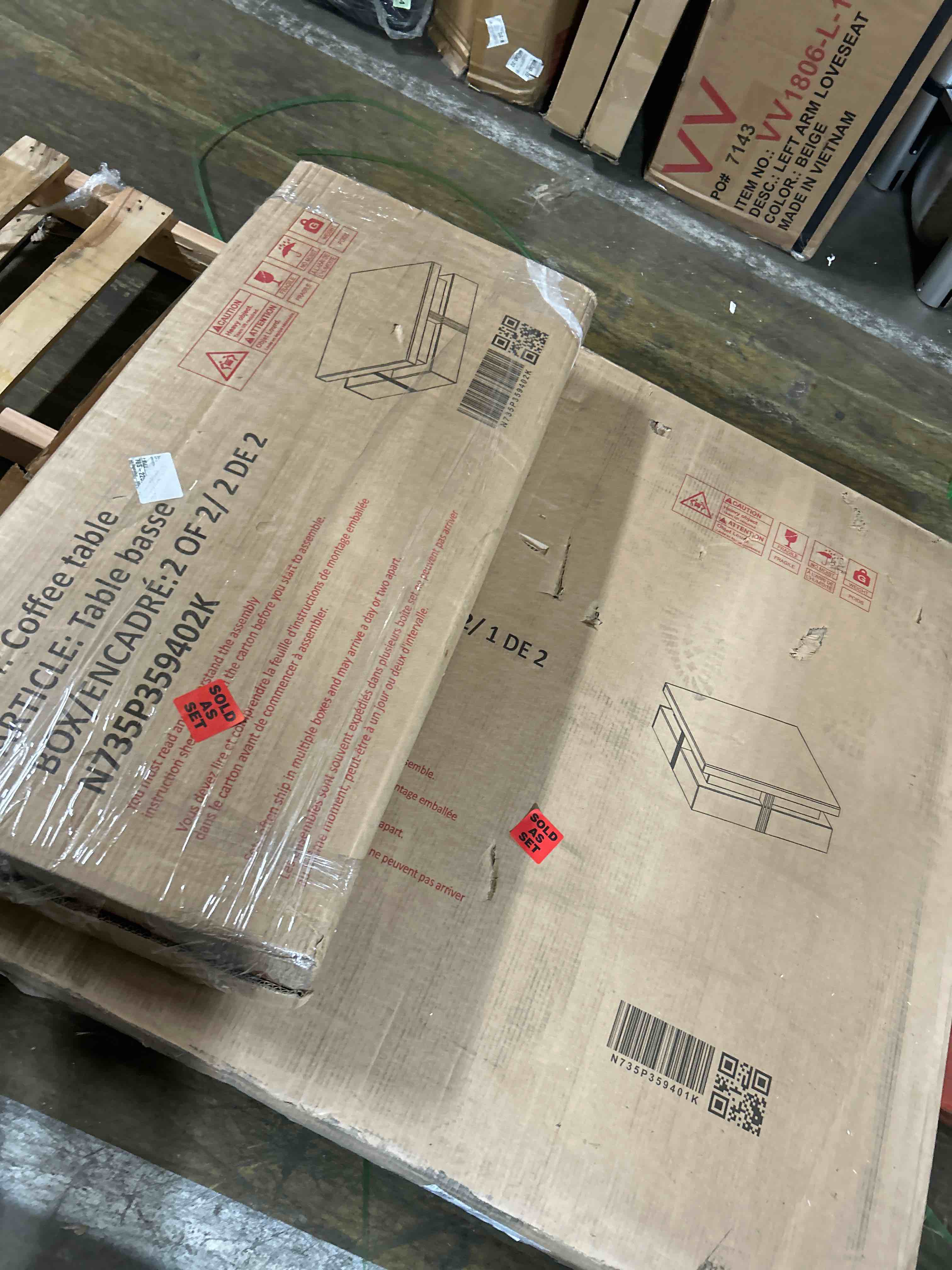 Condition photo showing New/Like New for Merax Coffee Table, Modern Square Coffee Table with 4 Drawers, Contemporary Luxury Center Table Cocktail Table with Gold Accents for Living Room, 43.3" Lx 43.3" W (White)