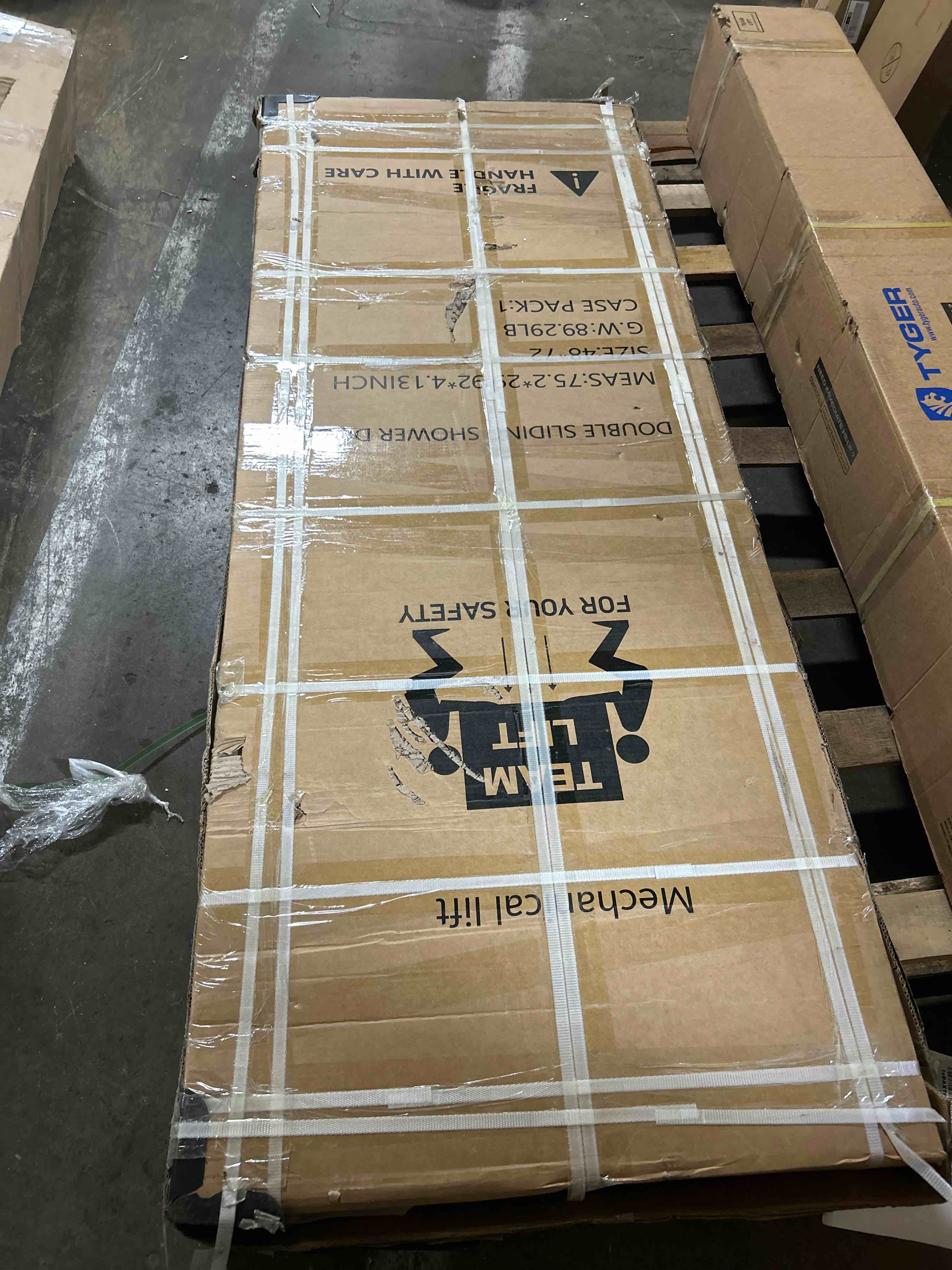 Condition photo showing New/Like New for Shower Doors, 56–60'' W x 72'' H Sliding Glass Shower Door, Matte Black Aluminum Frame, 1/4'' (6mm) High-Strength Tempered Glass, for Walk-in Showers 60in W x 72in H Matte Black