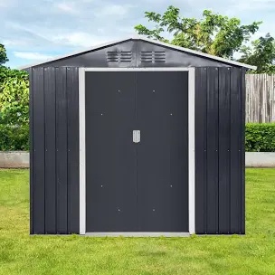 Metal Garden Sheds 11.2ftx10.6ft Outdoor Storage Sheds Grey with Window