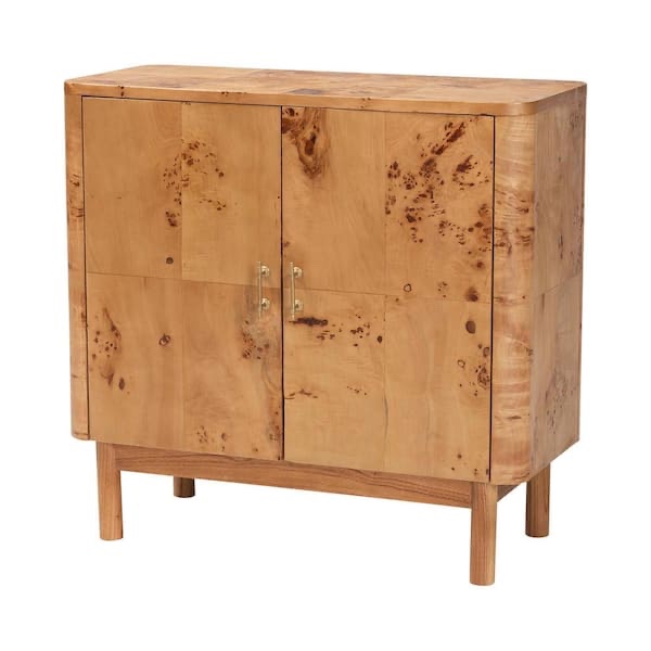 Latika Mappa Real Burl Wood 29.9 in. H Storage Cabinet (Small chips to product)