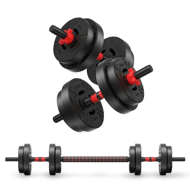 BalanceFrom 40LB 2-in-1 Adjustable Dumbbell Set - Convertible to Barbell & Kettlebell, 12 Weight Plates (4LB, 5LB, 6LB), Non-Slip Handles, Durable PE Material, Home Gym Fitness Equipment