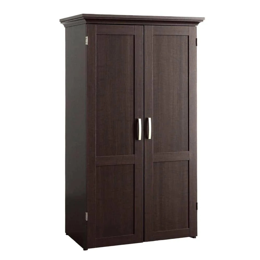Sauder Solid Wood Storage Craft & Sewing Chest Cabinet in Dakota Oak Brown with Silver Handles, L: 35.12" x W: 21.81" x H: 61.58",