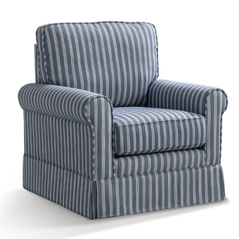 33.1" W Modern Soft Wide Upholstered Striped Swivel Arm Accent Chair