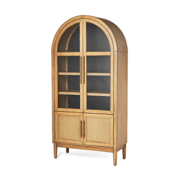 Enzo Storage Cabinet With Rattan Cabinet Doors - 36x17.5x74.25