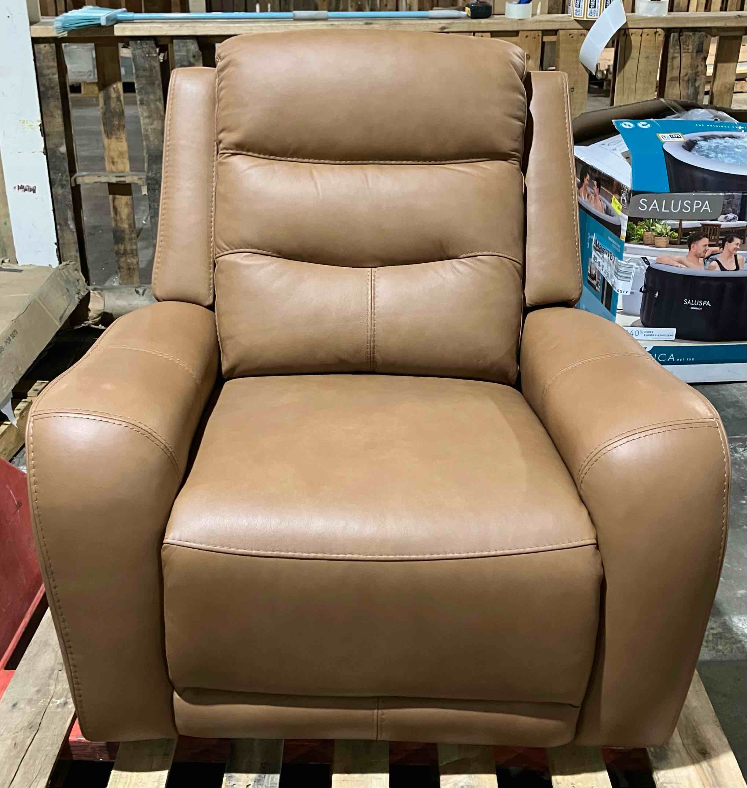Condition photo showing New/Like New for Cooper Power Reclining Leather Chair - 39"L x 38/65"W x 40"H