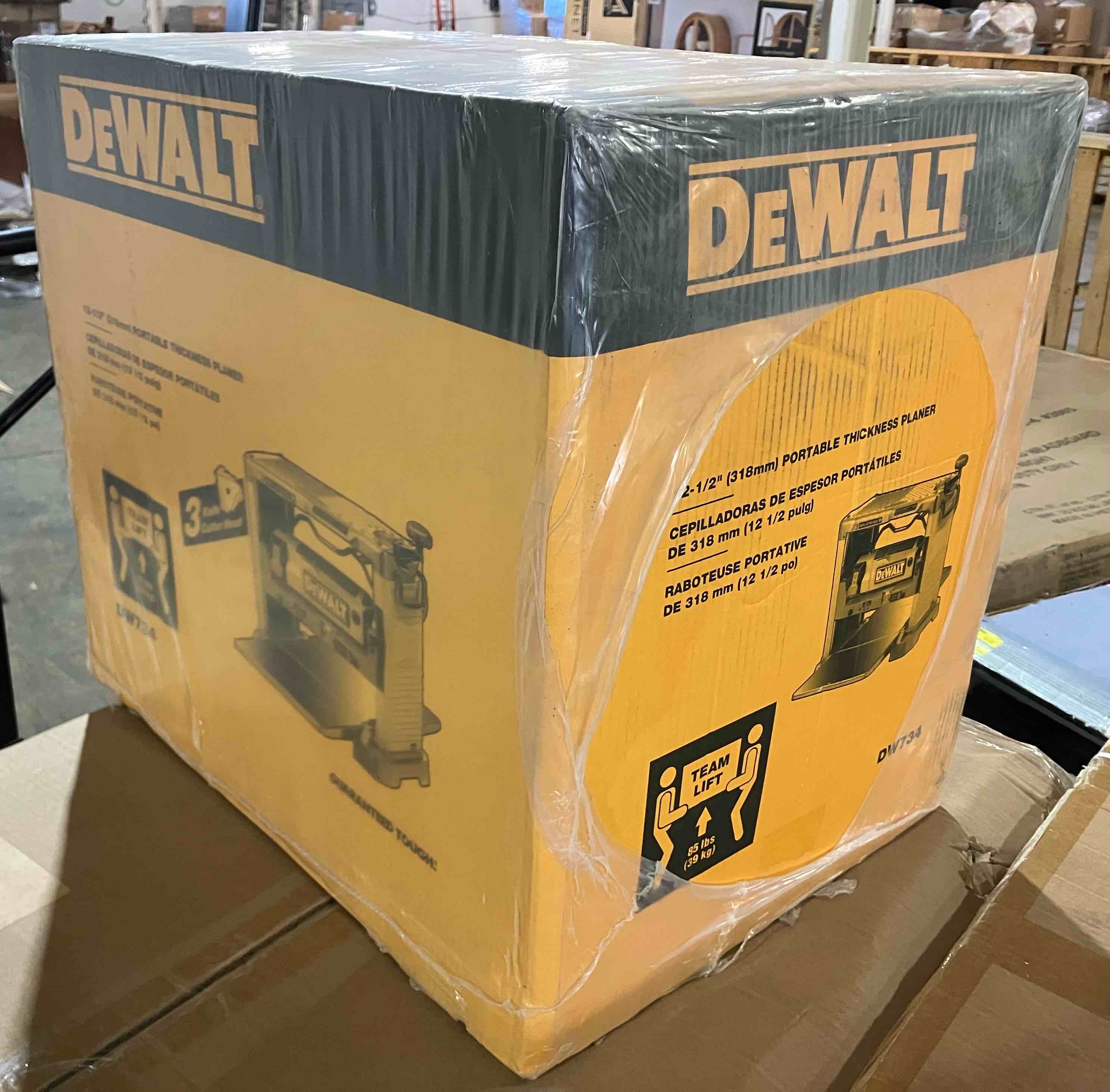 Condition photo showing New/Like New for DEWALT Benchtop Planer, 15-Amp, 12-1/2-Inch, 3-Knife Cutter, 20,000 RPM, Corded (DW734)
