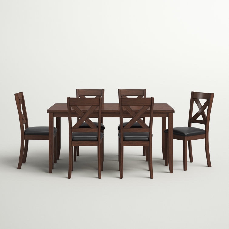 Lashbrook 6 Person Counter Height Solid Wood Dining Set with 60”x36” Table and 6 Chairs 