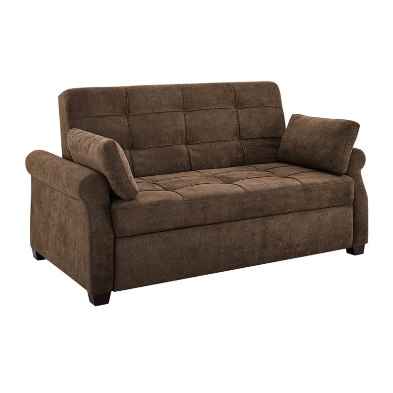 Serta Hanson Convertible Sleeper Sofa in Brown Fabric Upholstery - 39.6"H x 72.6"W x 37.6"D