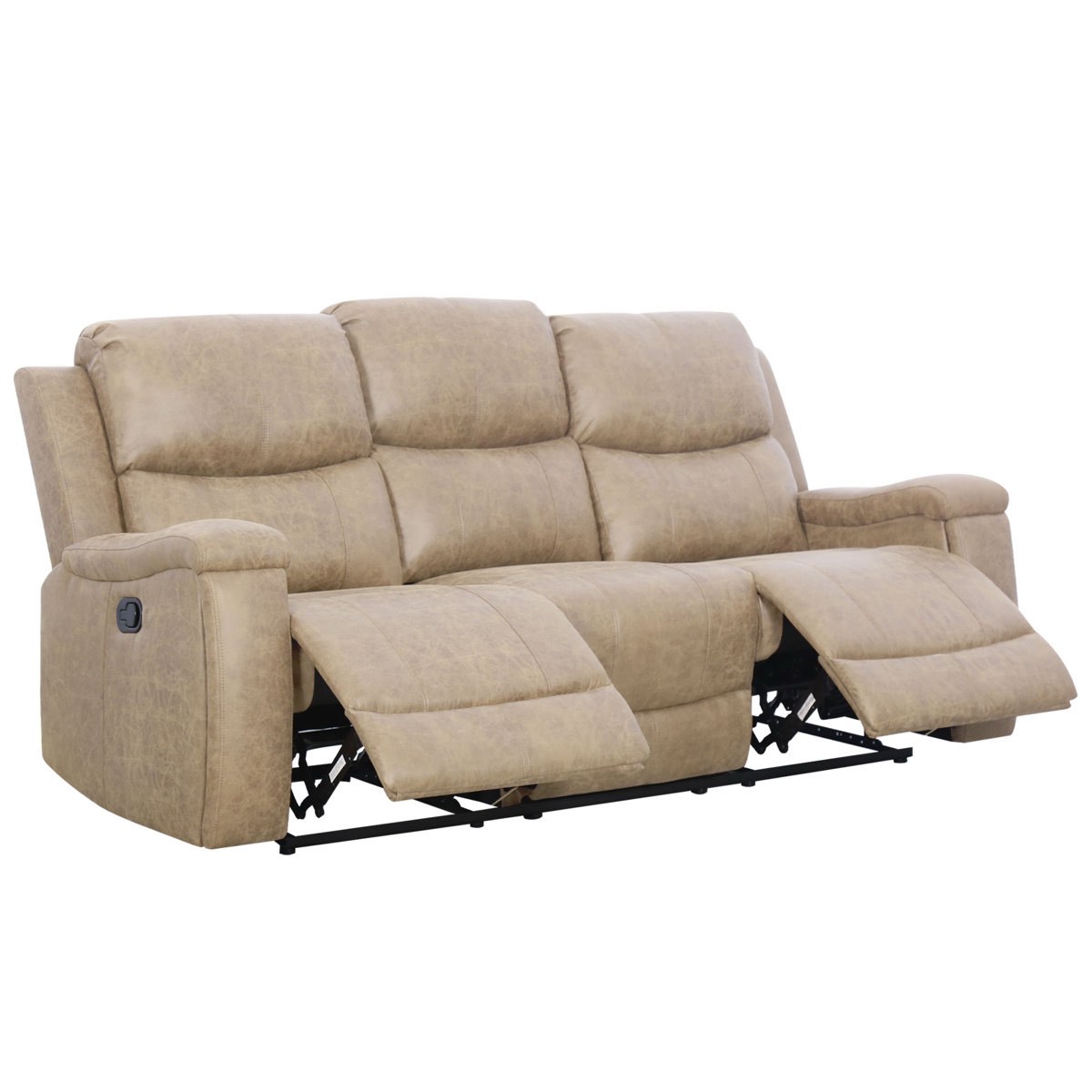 Condition photo showing New/Like New for ilkeston 79" wide vegan leather manual reclining sofa, 3-seater recliner couch with cup holders. 