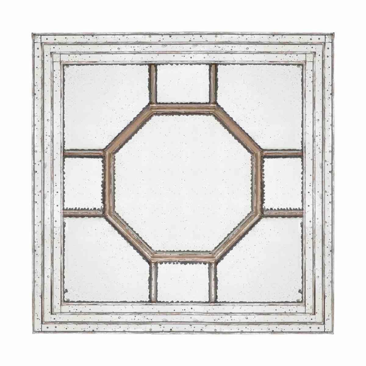 Condition photo showing New/Like New for 48"x48" antique style decorative square wall mirror with gold dust and speckled edges 48'' h x 48'' w x 3'' d