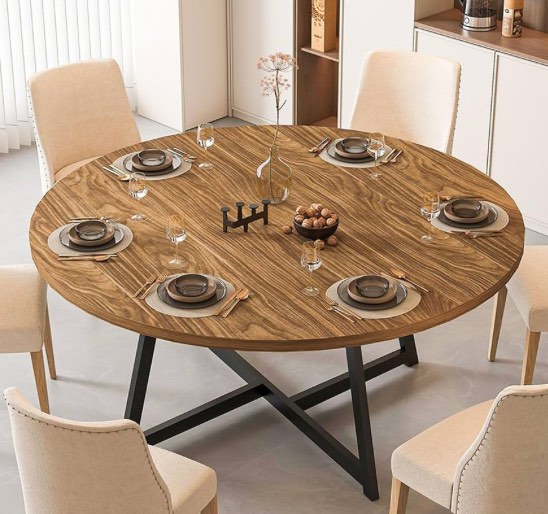  Brown reclaimed look 72 inch round dining table top (top only) 