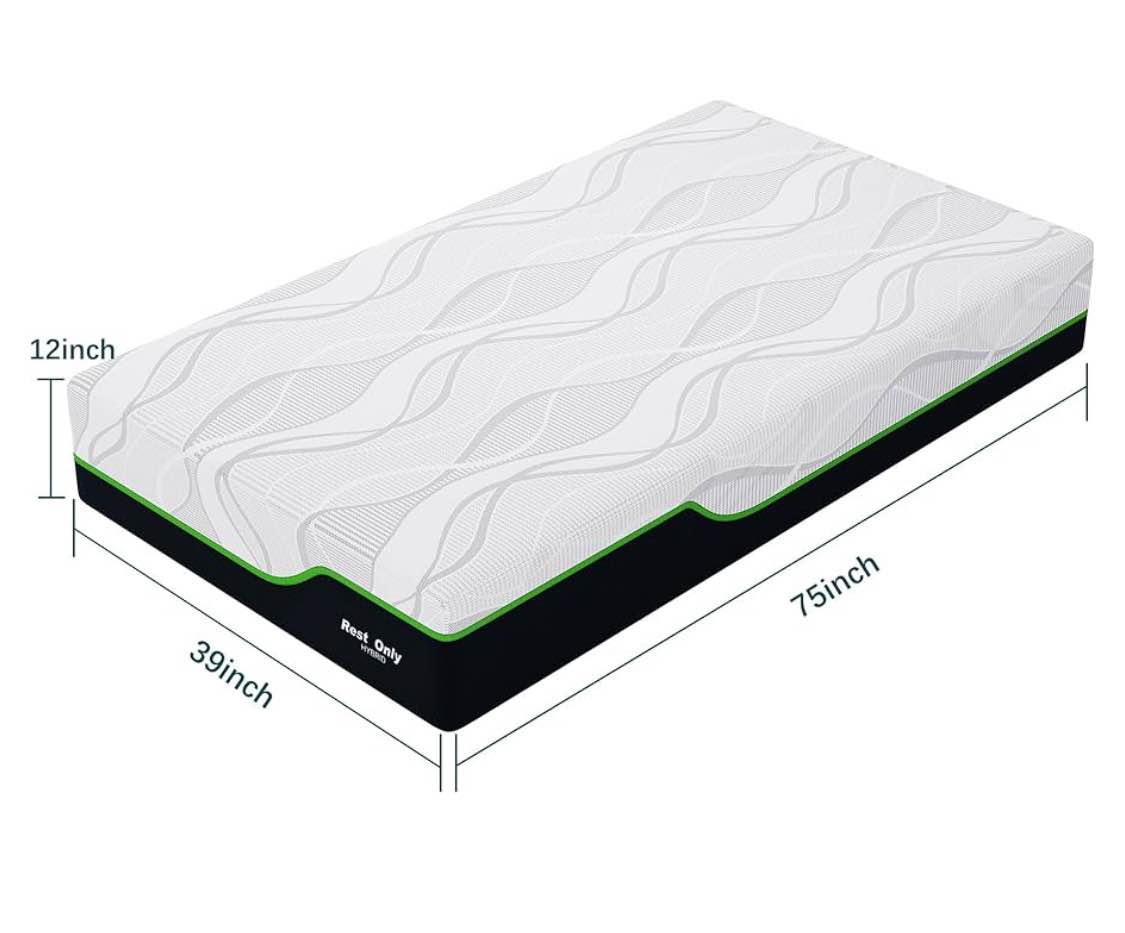 Condition photo showing New/Like New for Rolanstar Twin Size Bed Frame, Storage Headboard with Charging Station and LED Lights, Upholstered Bed with Heavy Duty Wood Slats, No Box Spring Needed, Noise Free, Easy Assembly, Dark Grey with RestOnly twin mattress included 