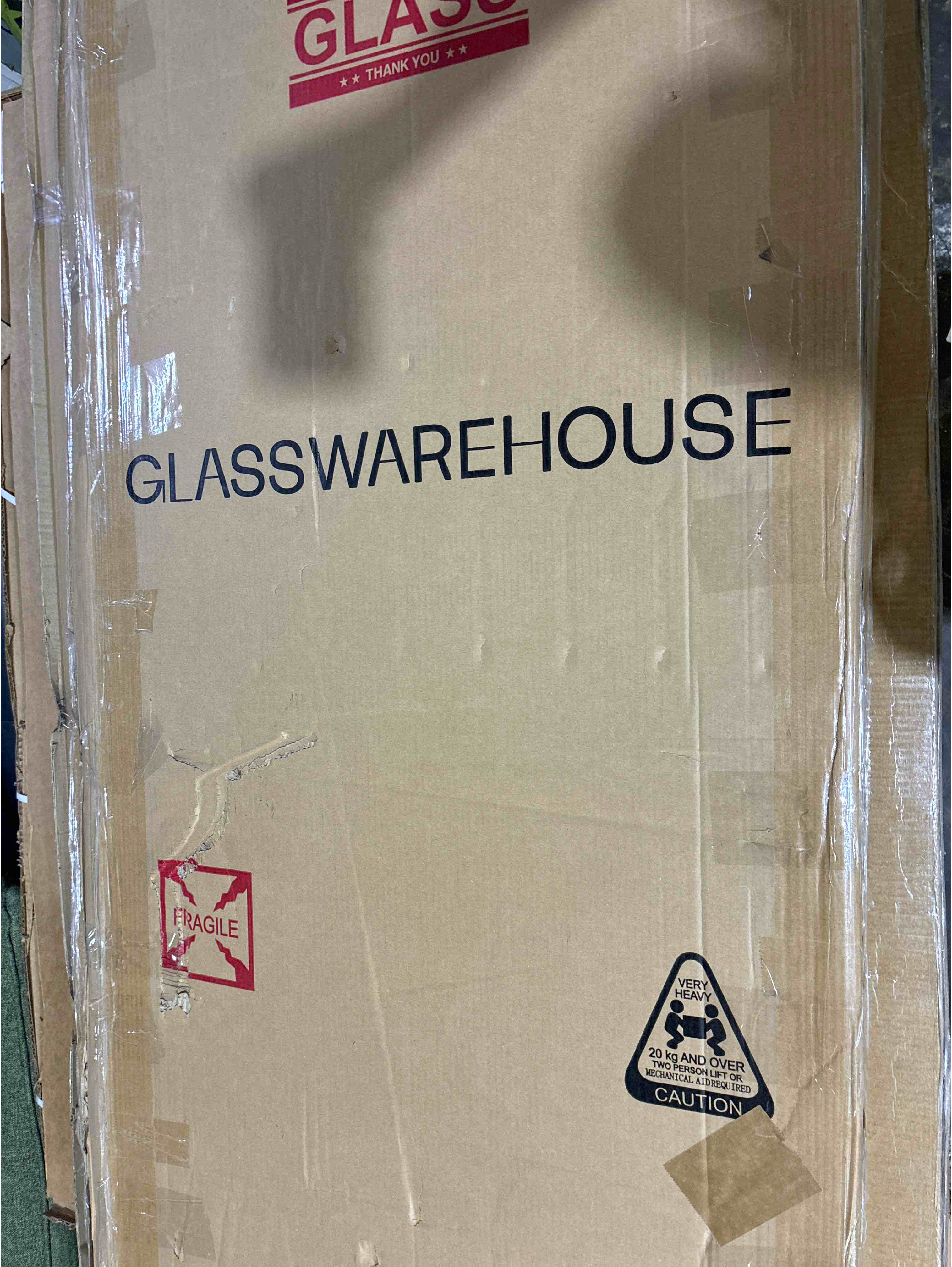 Condition photo showing New/Like New for Glass Warehouse 26 in. W x 78 in. H Reversible Frameless Fixed Single Panel Shower Door. Hardware sold separately glass panel only. 