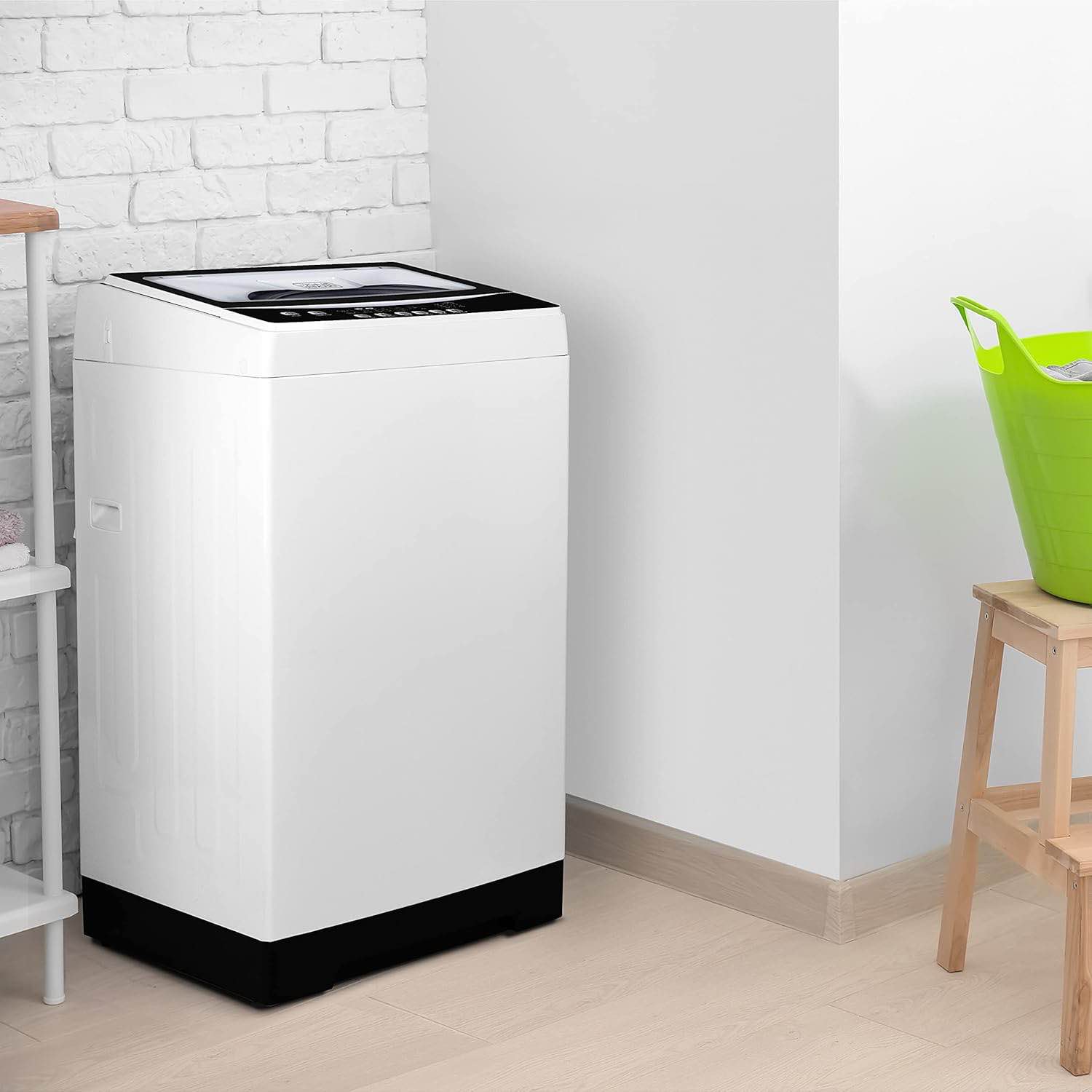 BLACK+DECKER 3.0 Cu. Ft. Portable Washer, 26.5 lb. Capacity Washing Machine, 6 Cycles, Quick Connect Sink Adapter and Drain Hose Included, Transparent Lid & LED Display, BPW30MW, White. Dented on front and side interior in brand new condition, front and left need professional repair. 