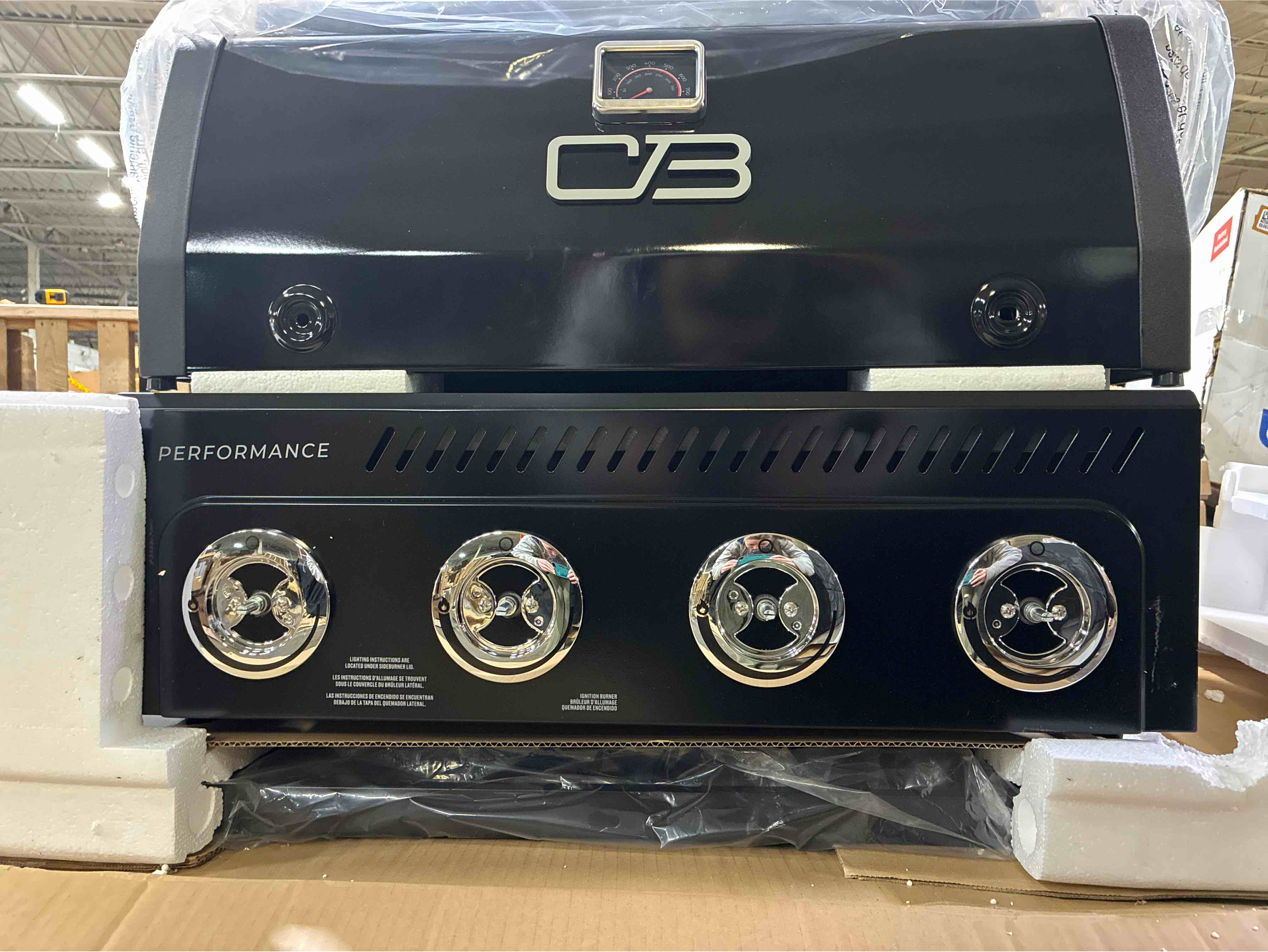 Condition photo showing New/Like New for Charbroil Performance Series Propane 4 Burner Gas Grill Cabinet w/ Side Burner - Black