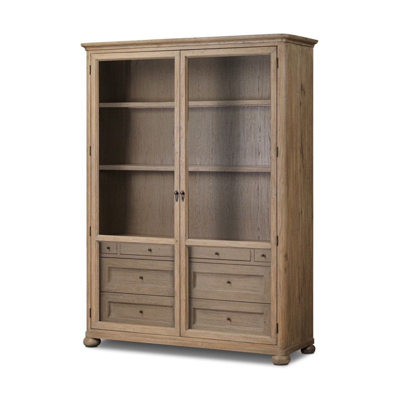 Amber Lewis Wooden Armoire with Glass Windows and 8 Drawers (Wall)