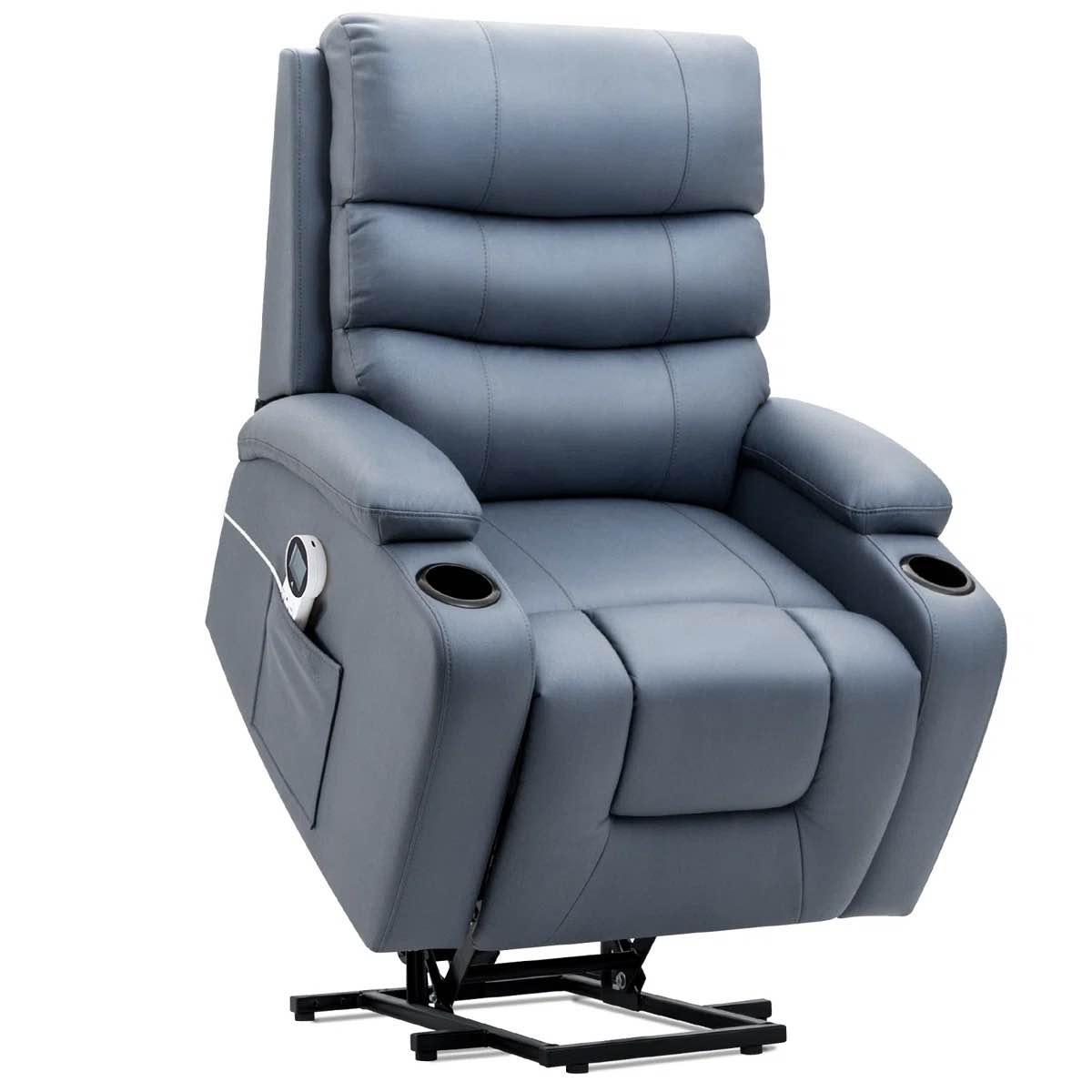 power lift recliner chair with massage and heat capabilty, with 2 cup holders and side pockets. 40.15'' h x 33.26'' w x 29.52'' d