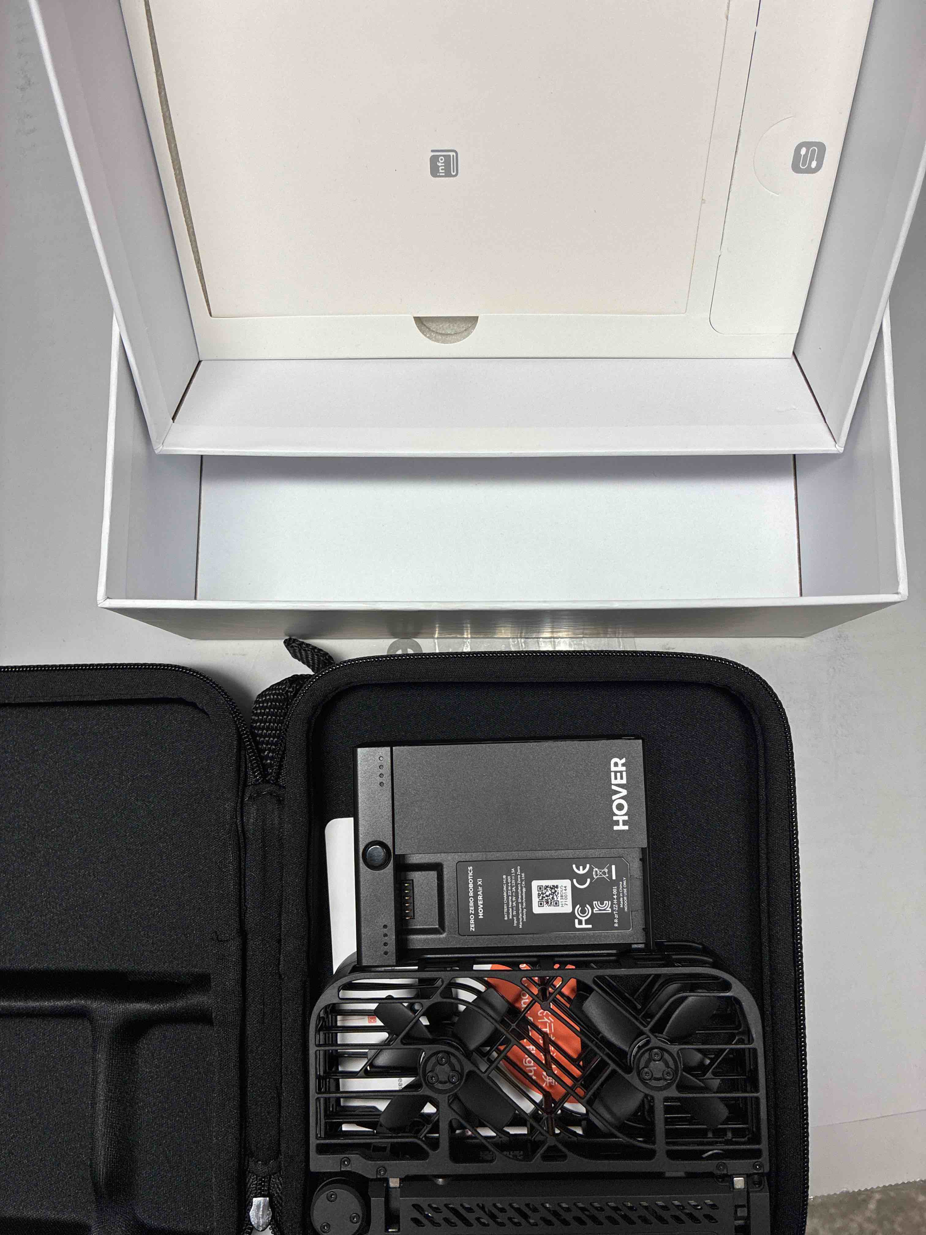 Condition photo showing New/Like New for hoverair x1 travel combo, an ultra-portable, 125g foldable ai drone designed for hands-free, 2.7k video and 12mp stills, featuring a 3-second palm launch.