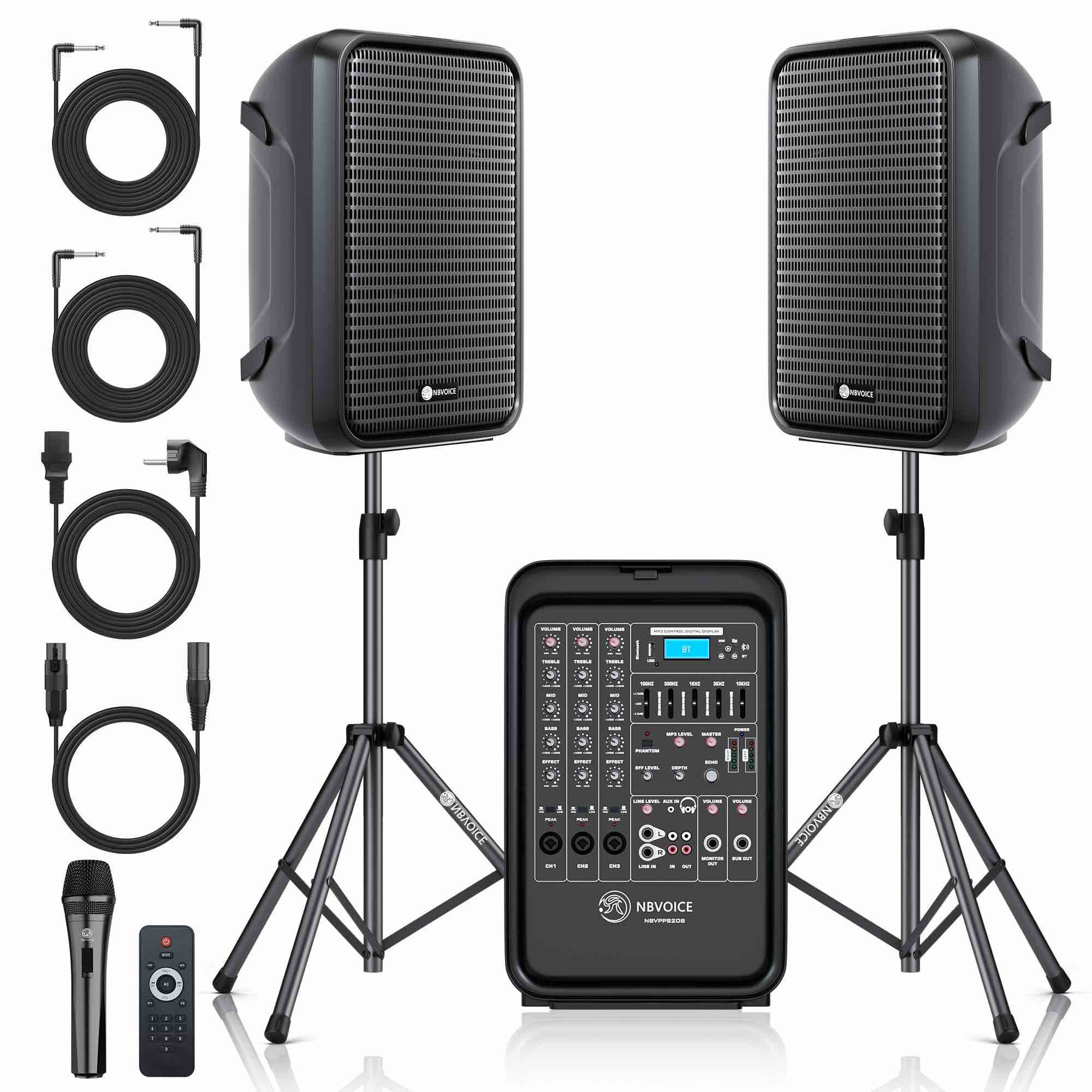 professional portable all-in-one integrated 2-way pa system fixed setup, suitcase design w/ 8-channel mixer, 2 speaker stands, bluetooth, mic for performances, presentations. plastic cover for button on top of case clipped off, still easy to separate speakers, all work perfect, is considered brand new. 