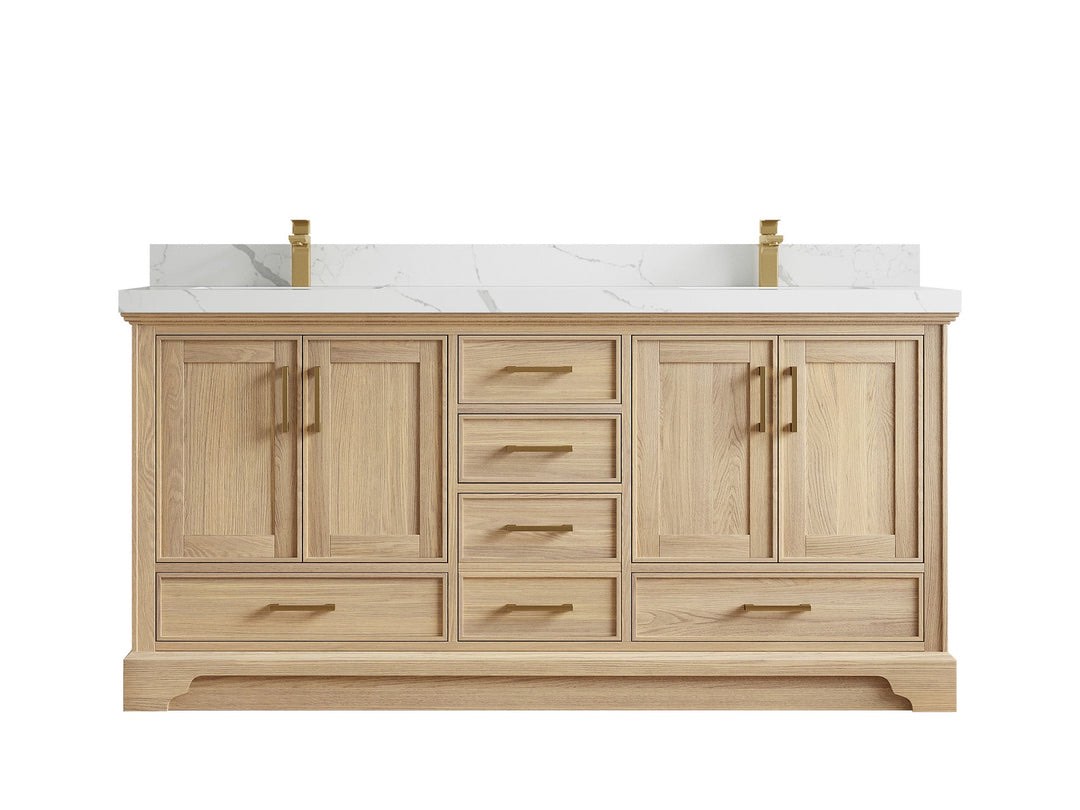 Charlotte White Oak 72 in. W x 22 in. x 36” H  D Double Sink Bathroom Vanity with 6 Drawers (Row 15)